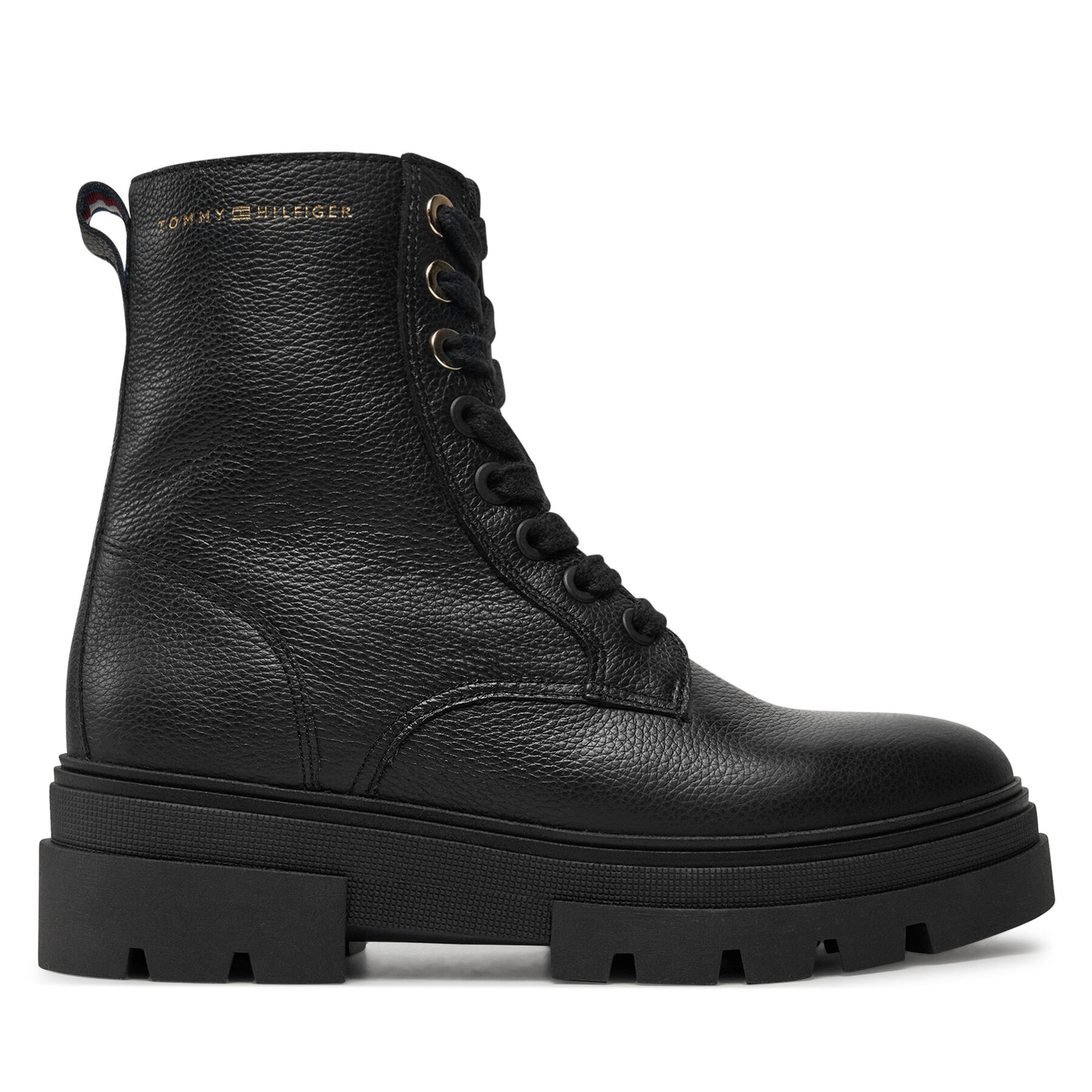Bottines Tommy Hilfiger Bicolor Leather Lace-Up FW0FW08160 Noir