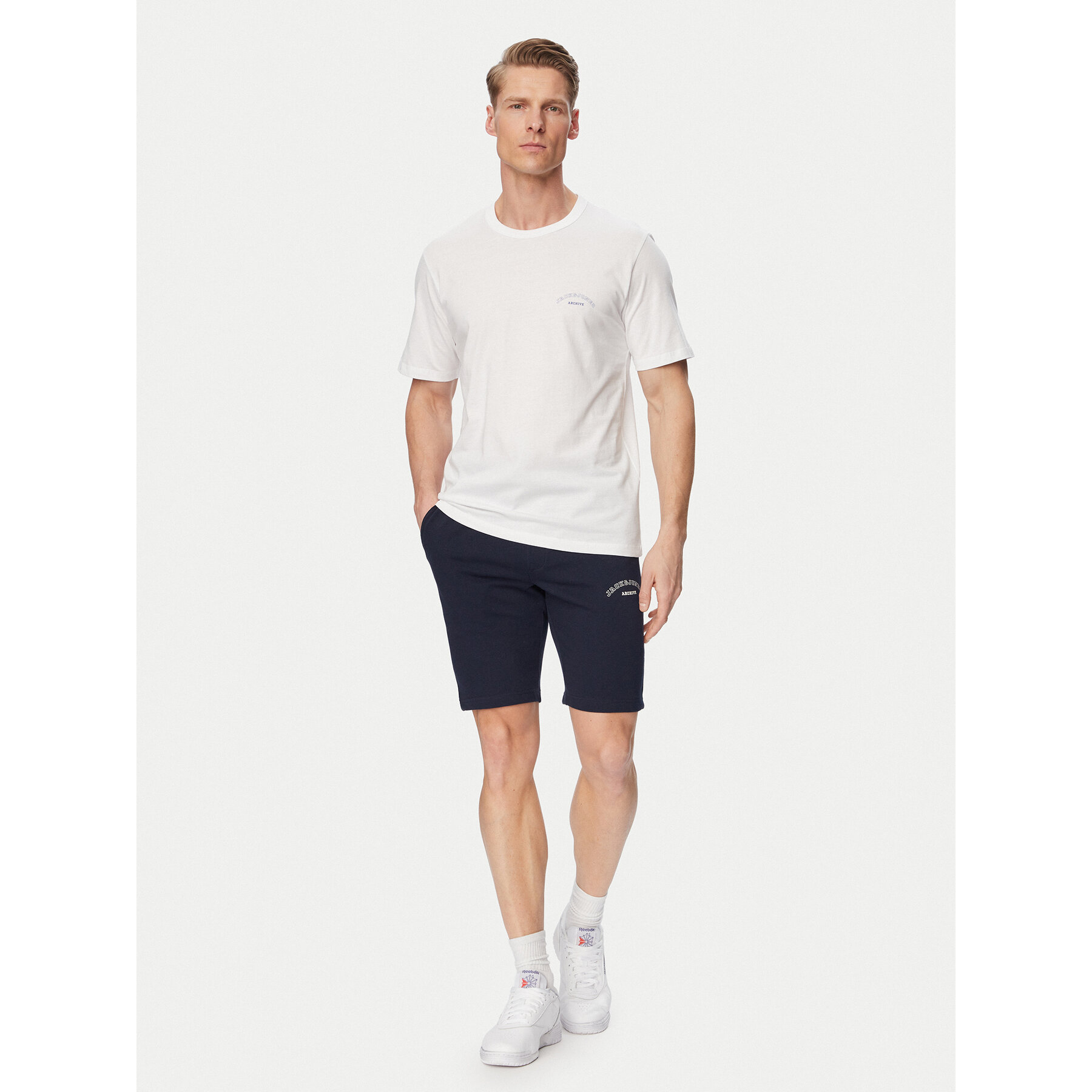 Jack & Jones Set majica i hlače College 12298226 Bijela Regular Fit