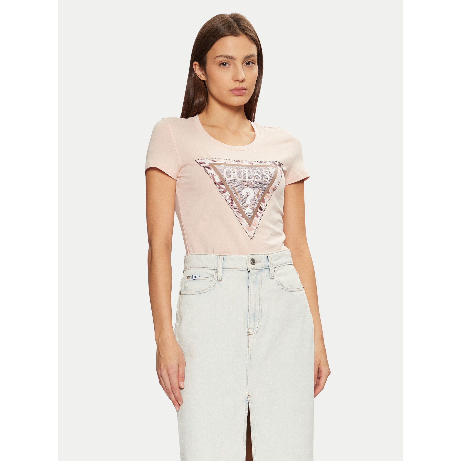 Guess Póló W5RI22 J1314 Ekru Regular Fit