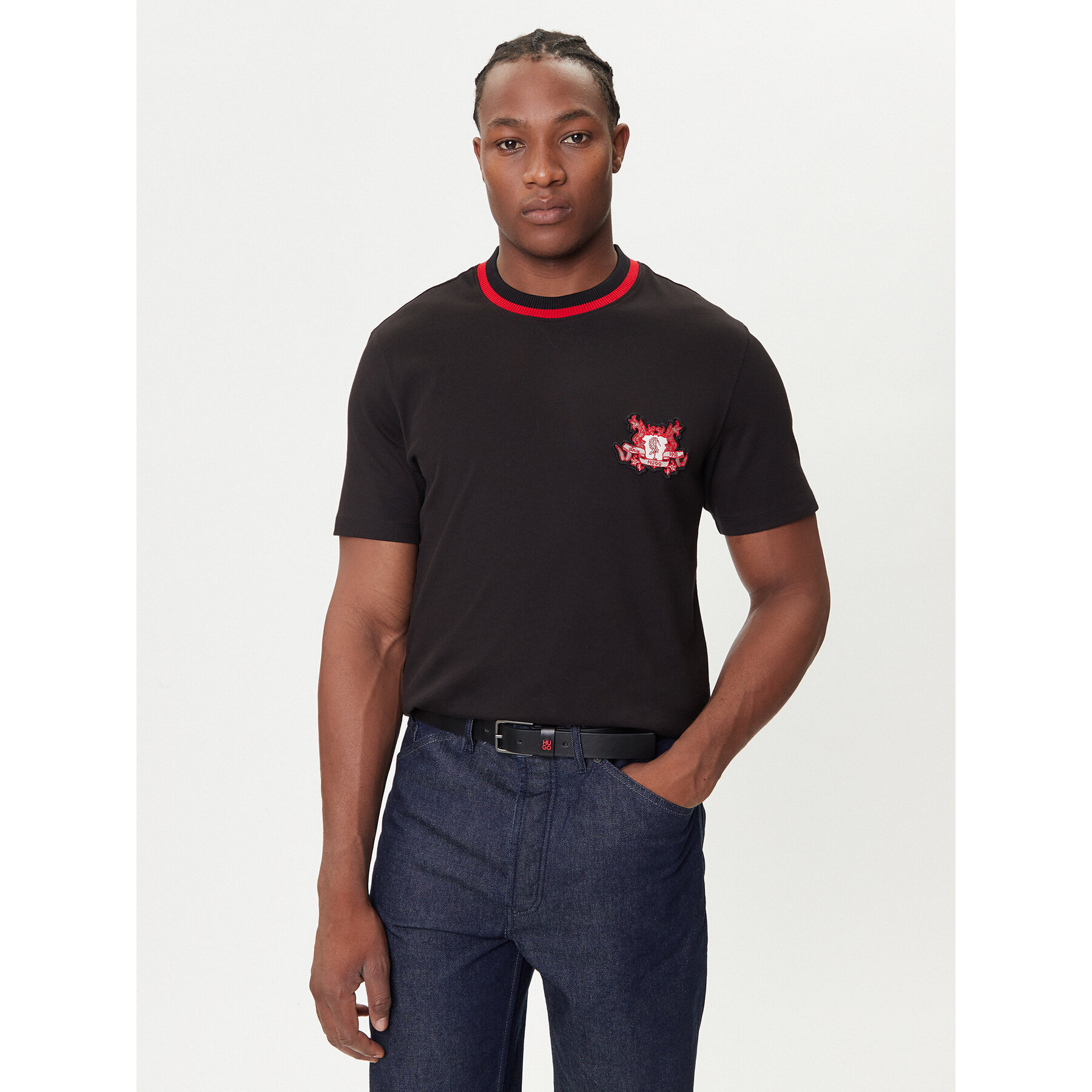 HUGO T-Shirt Dugbytee 50542957 Schwarz Relaxed Fit