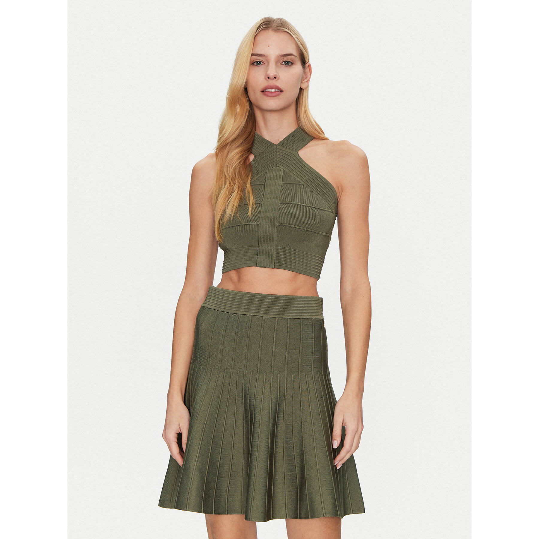 Guess Felső W5GR32 Z2XY0 Zöld Slim Fit