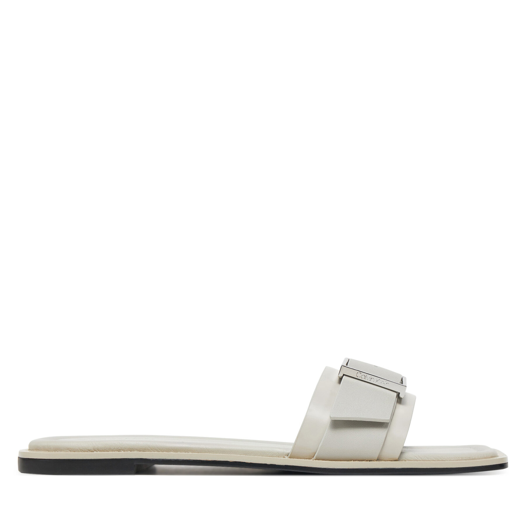Şlapi Calvin Klein Flat Slide W/Buckle - Lth HW0HW02490 Gri