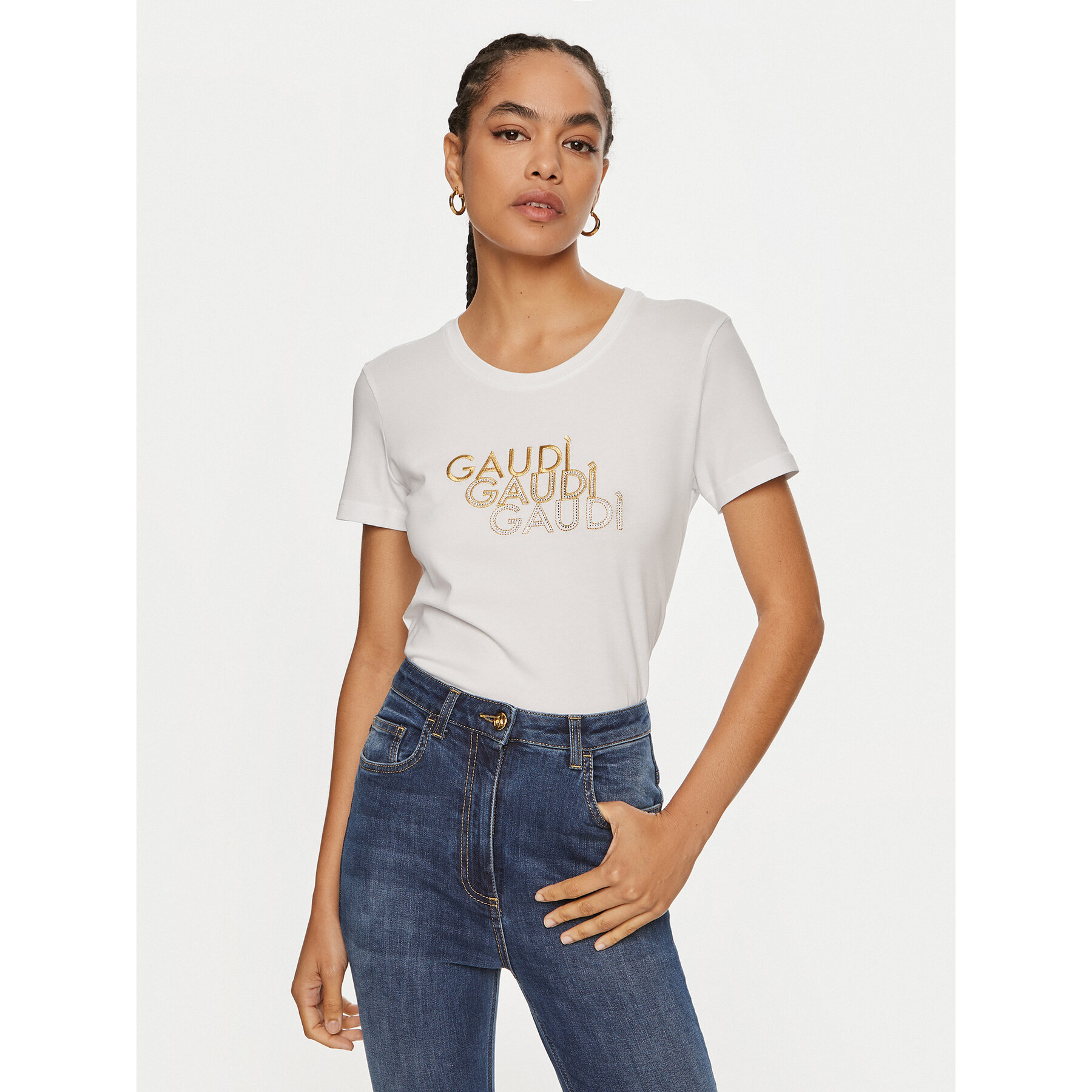 Gaudi T-Shirt 421BD64034 Λευκό Regular Fit