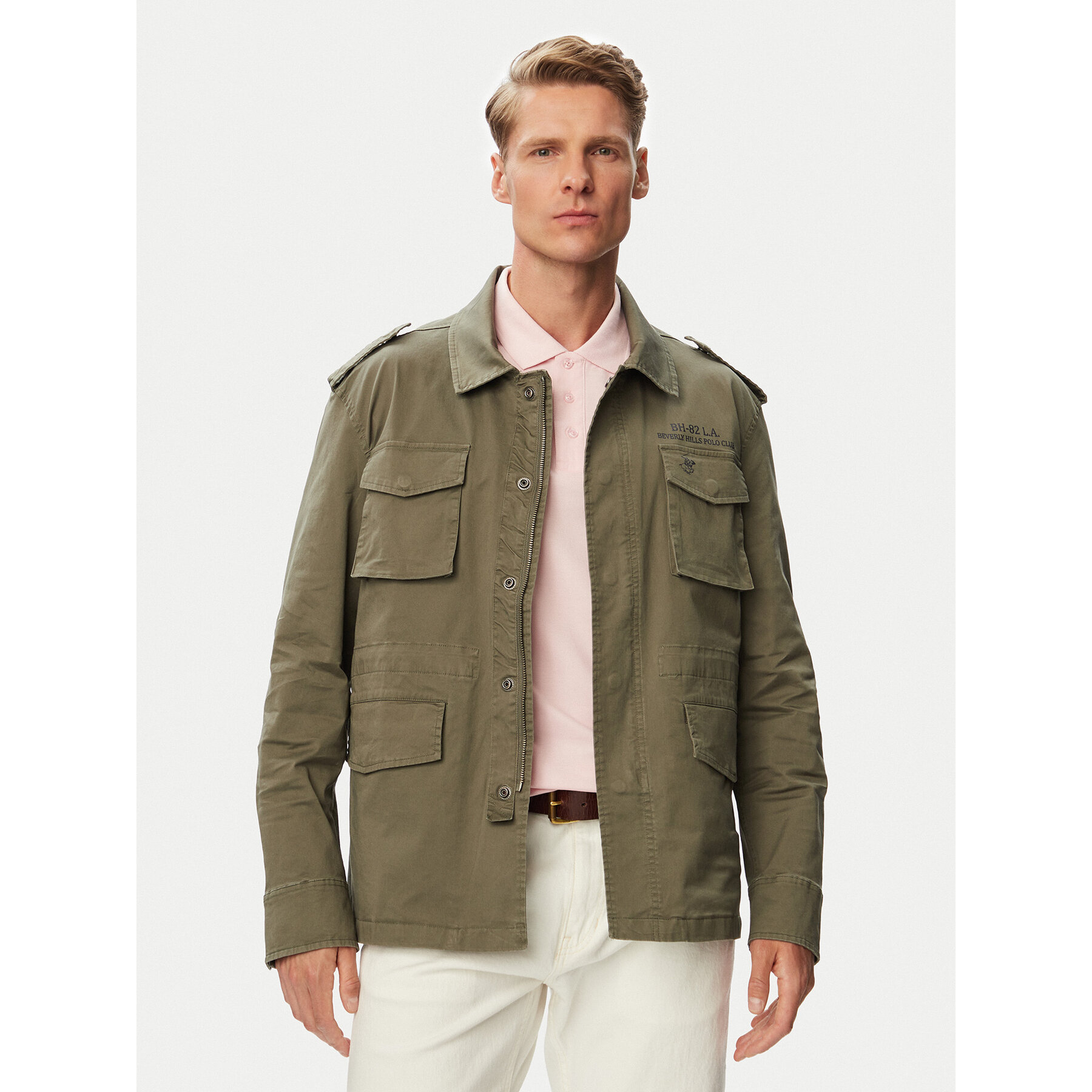 Beverly Hills Polo Club Hemdjacke P-SS26M-JK0197-0342 Grün Regular Fit