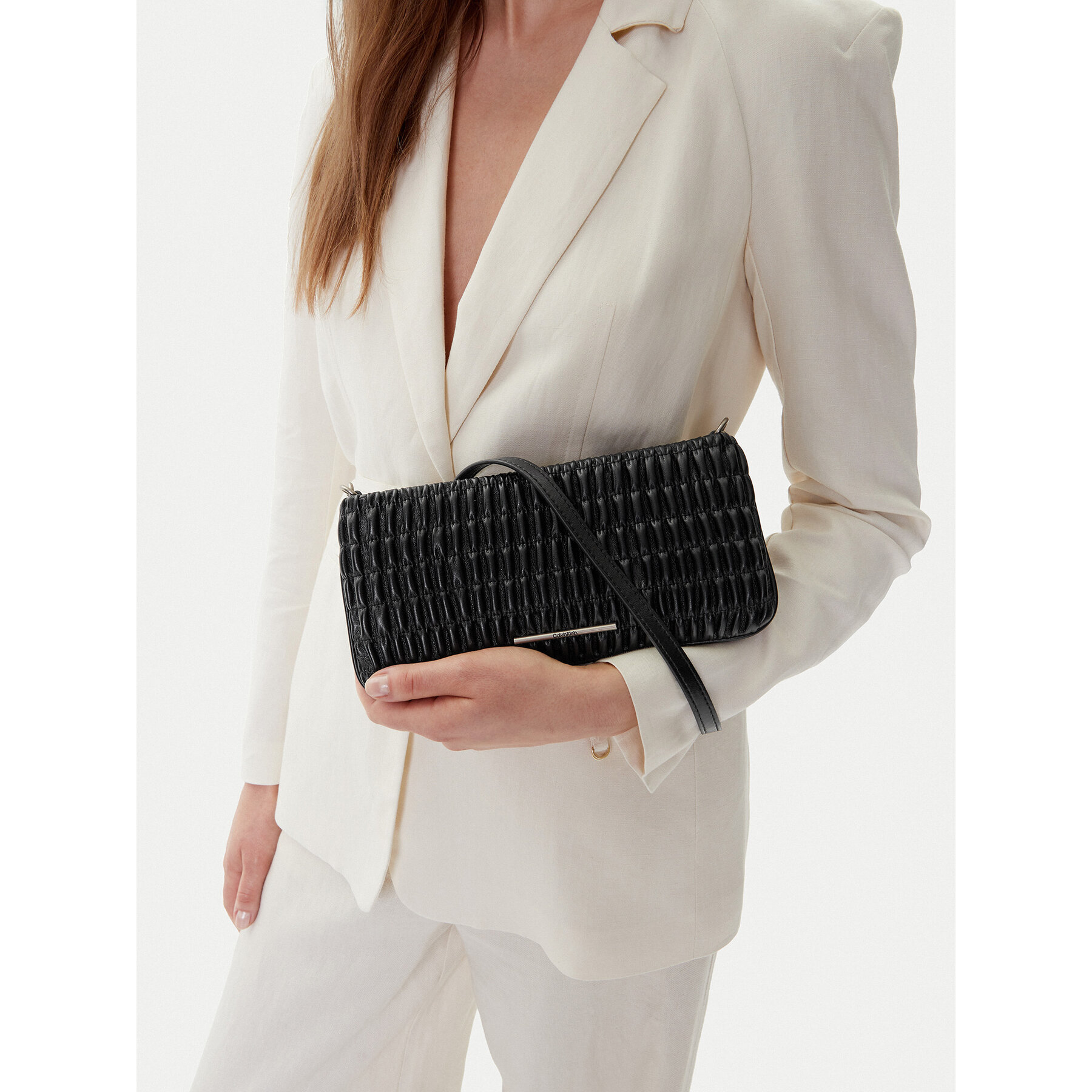 Geantă Calvin Klein Jeans Rouched Zip Top Bag LV04K3090G Negru