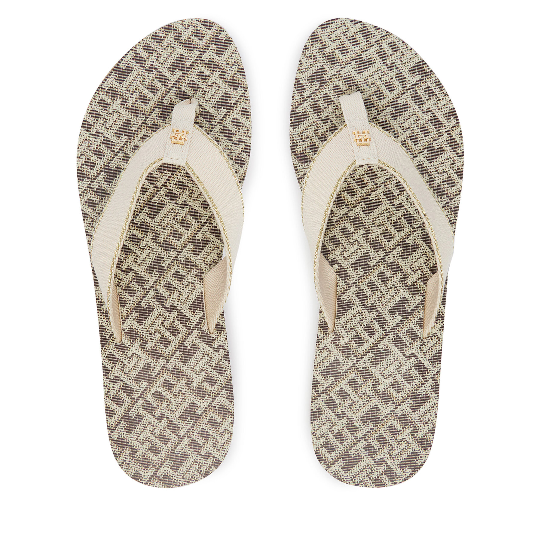 Žabky Tommy Hilfiger Monogram Mid Wedge Sandal FW0FW09419 Krémová