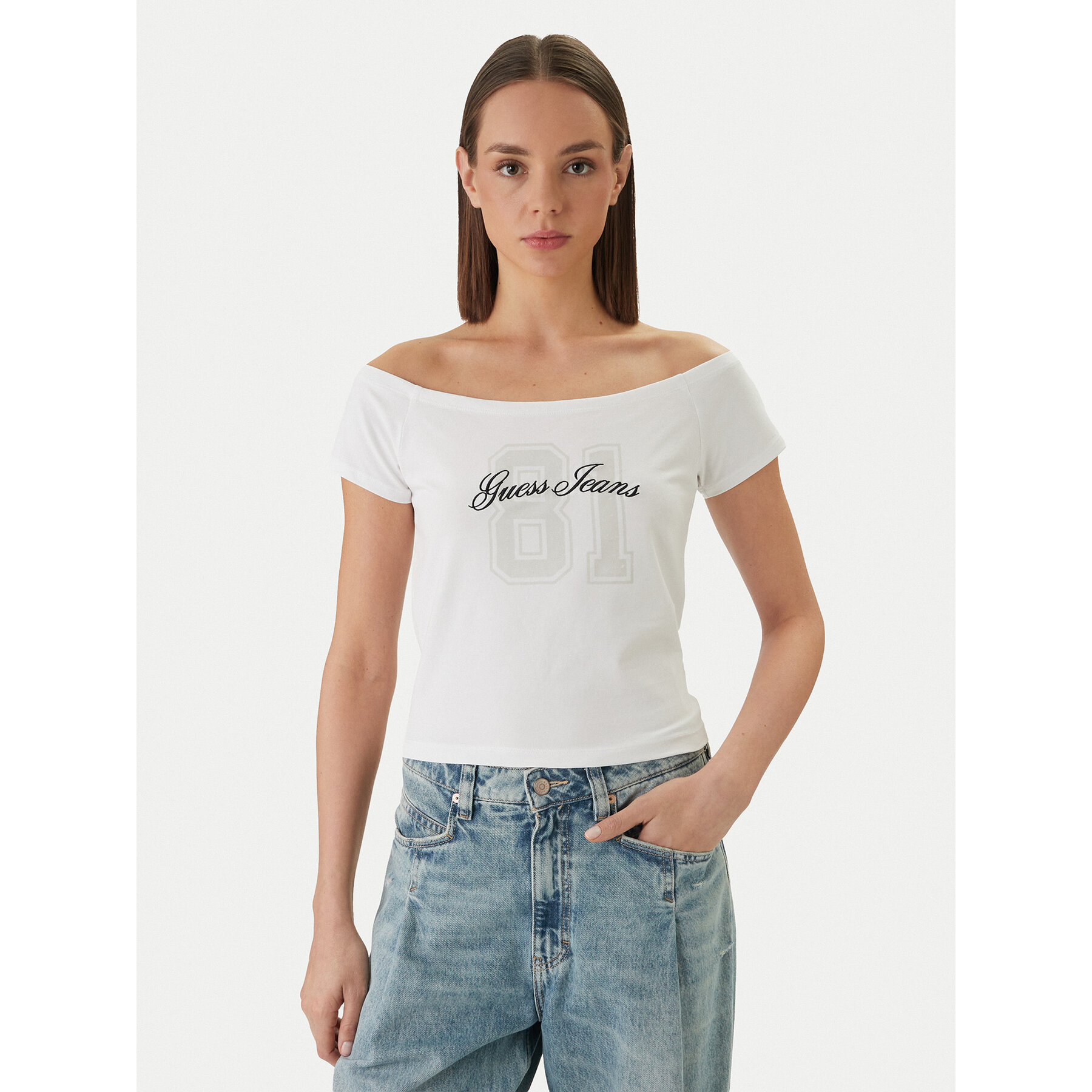 Guess Jeans T-shirt W6GI07 J1314 Bijela Regular Fit
