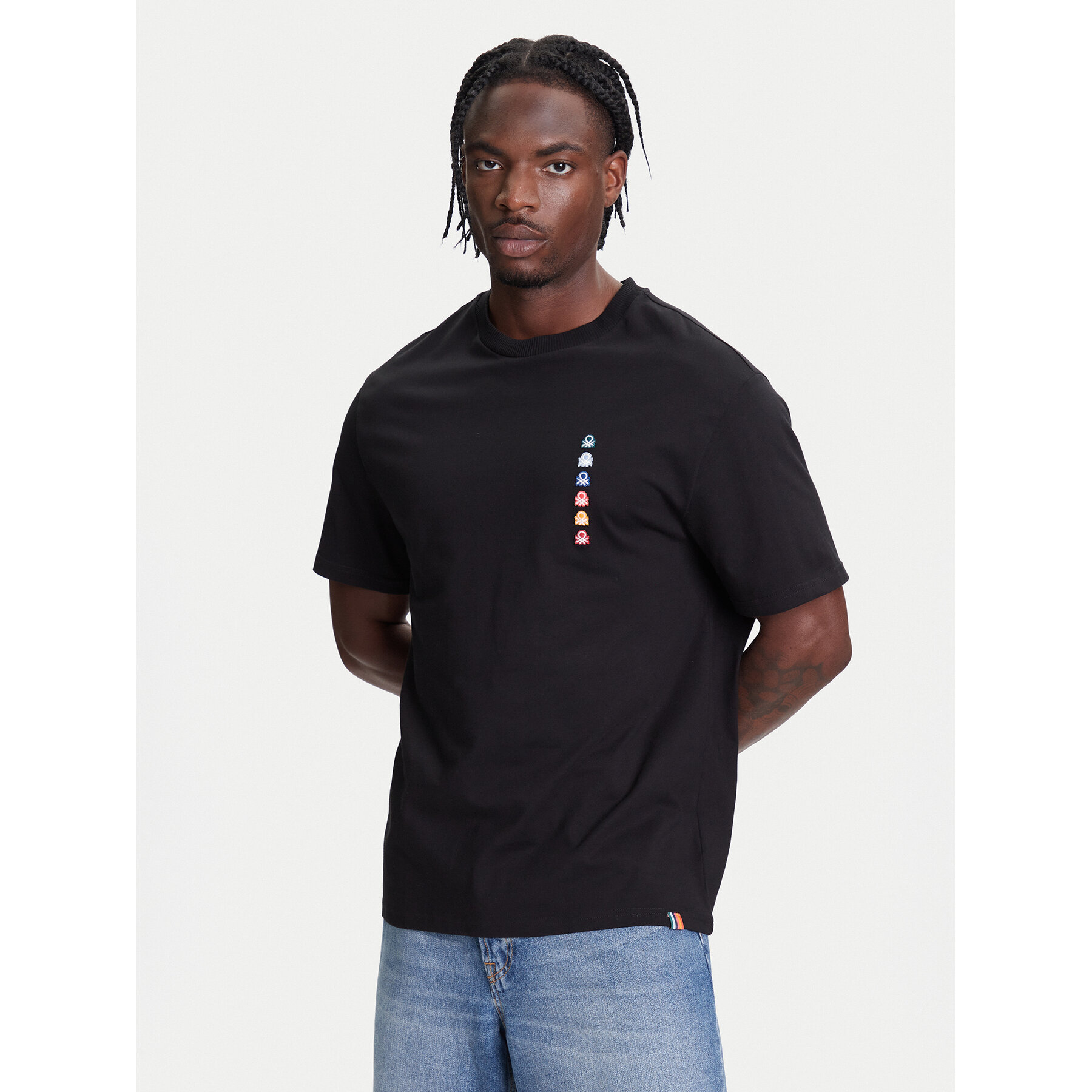 United Colors Of Benetton Póló 3BL0U10A1 Fekete Oversize