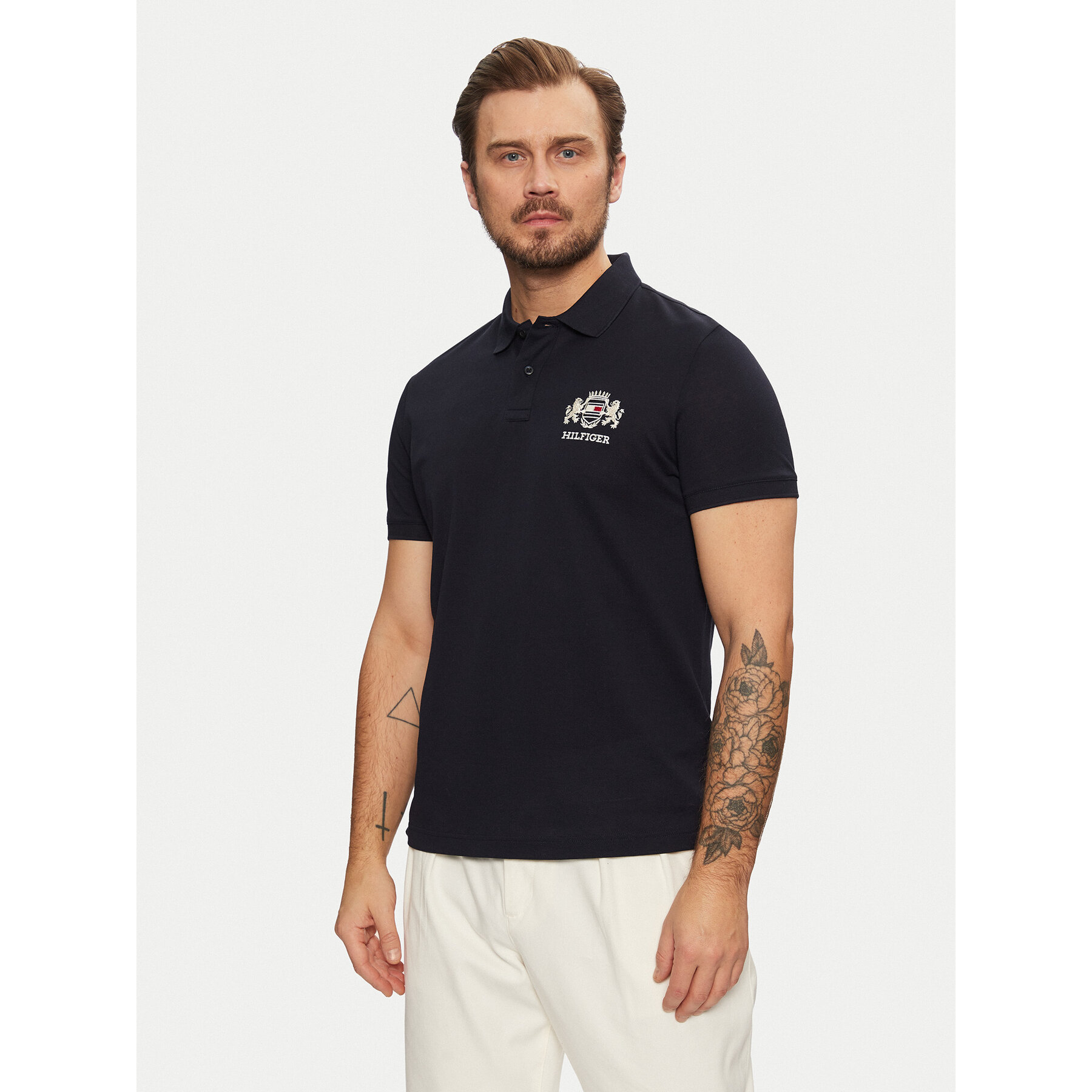 Tommy Hilfiger Polo majica Icon Graphic MW0MW37516 Mornarsko modra Regular Fit