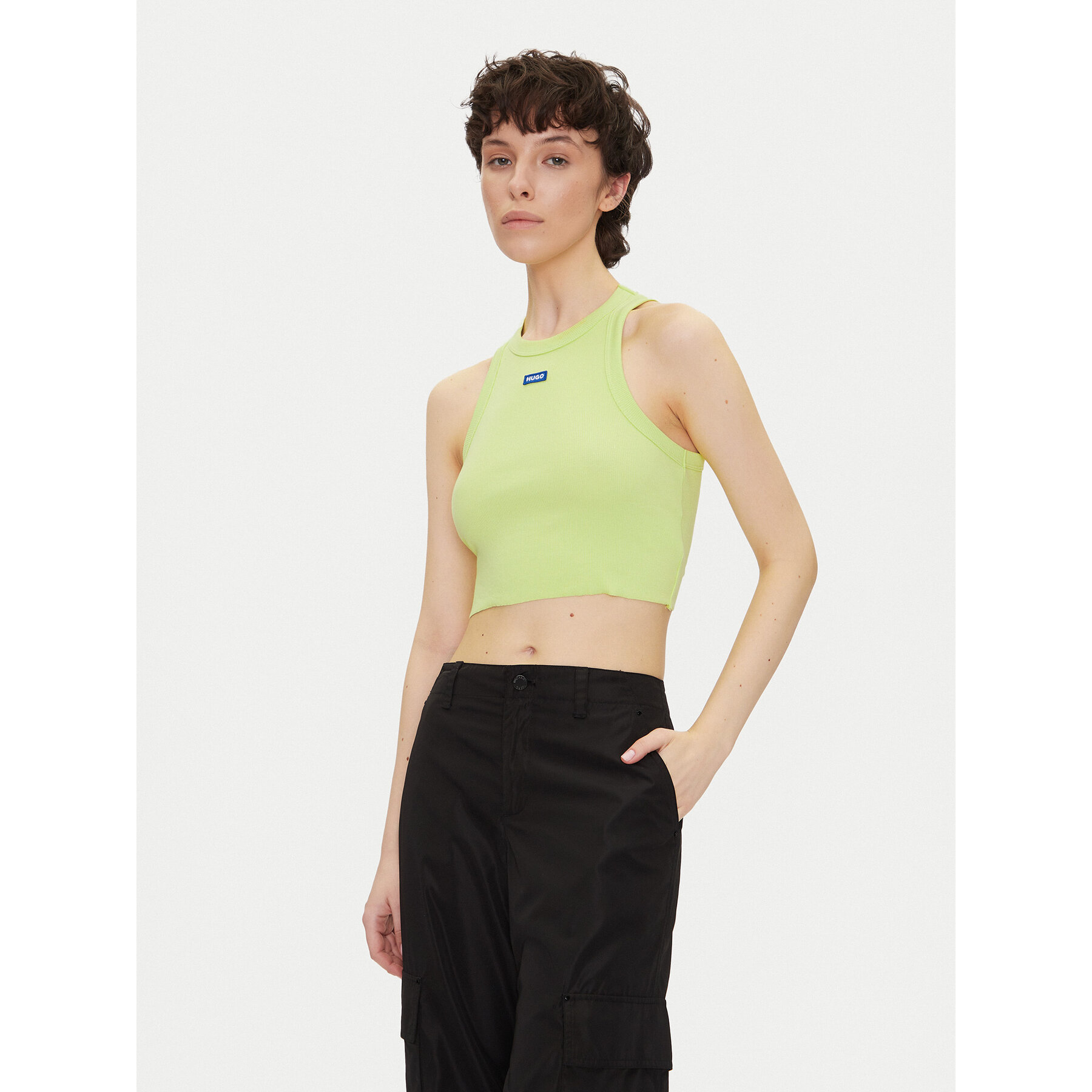 HUGO Felső Baby Tank_B 50511450 Zöld Slim Fit