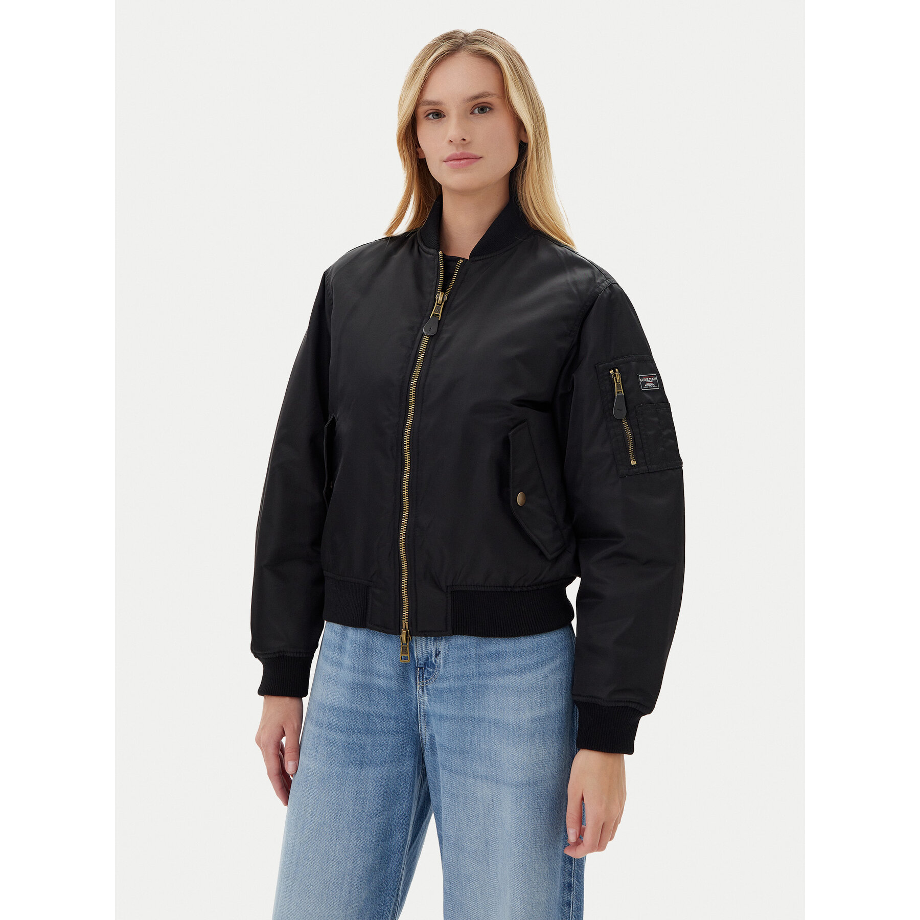 Guess Jeans Bomberjacke W5RL81 WHAA2 Schwarz Regular Fit