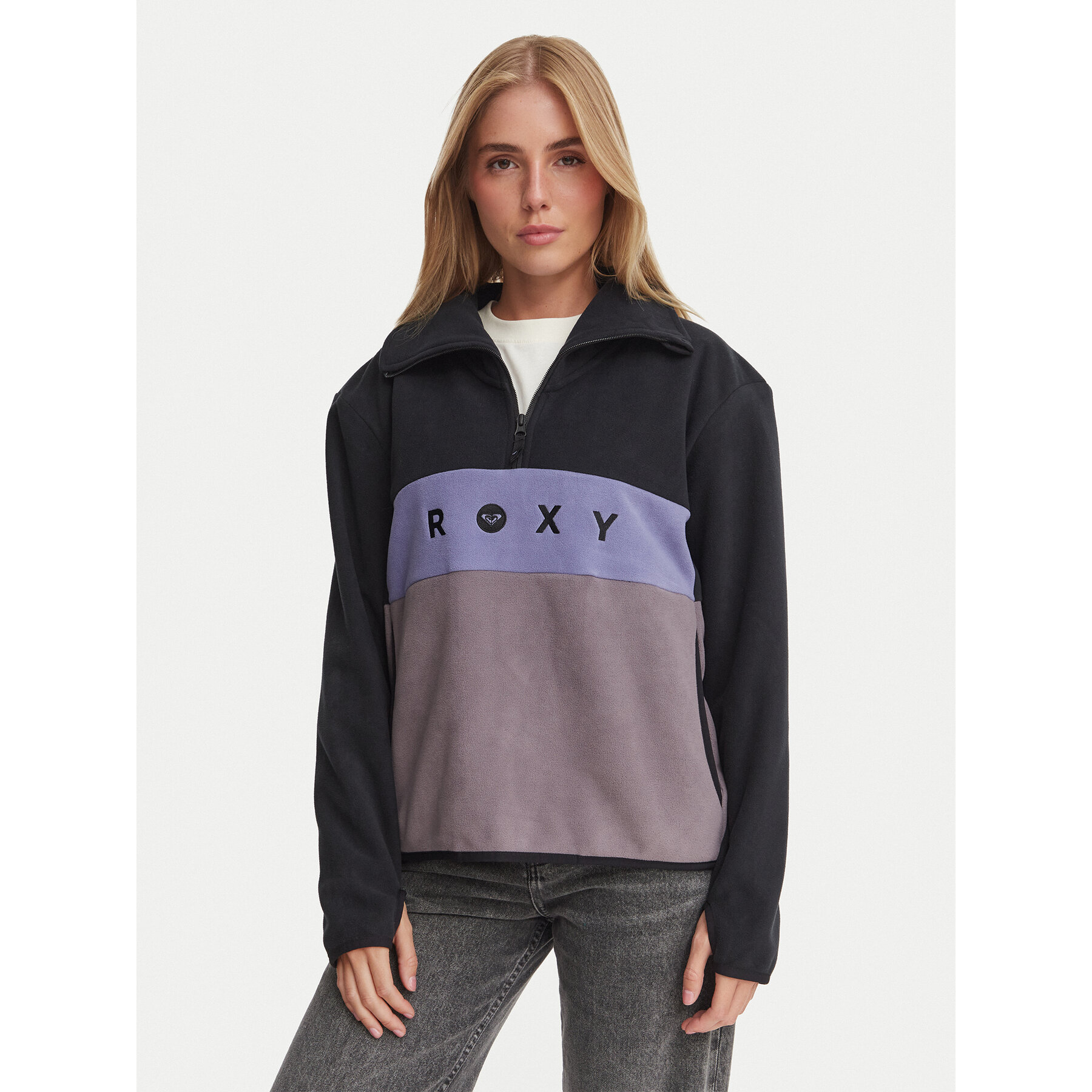 Roxy Fleecejacke ERJFT05104 Schwarz Regular Fit