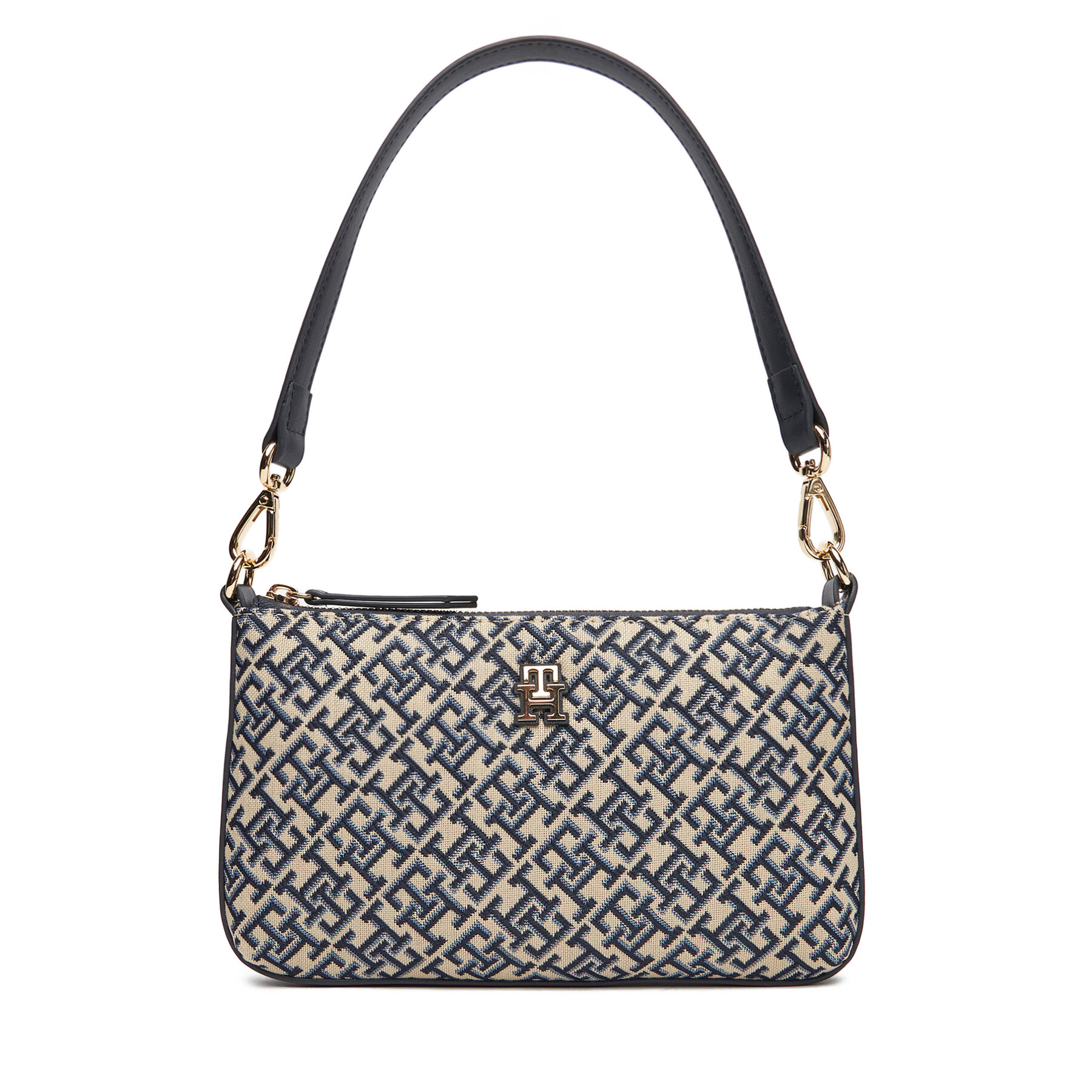 Geantă Tommy Hilfiger Th Jacquard Shoulder Pouch AW0AW17828 Bleumarin