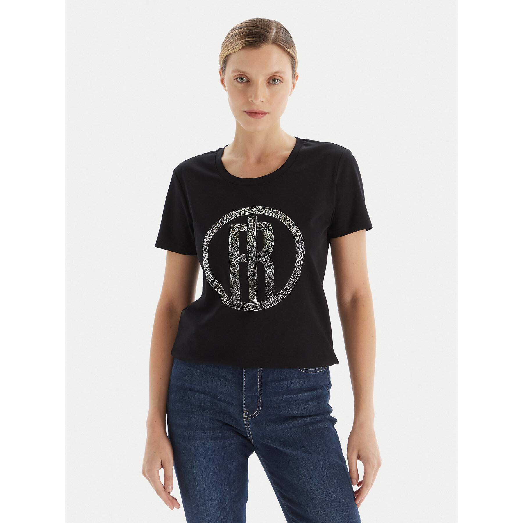 Fracomina T-Shirt FP25WT3004J40108 Schwarz Regular Fit