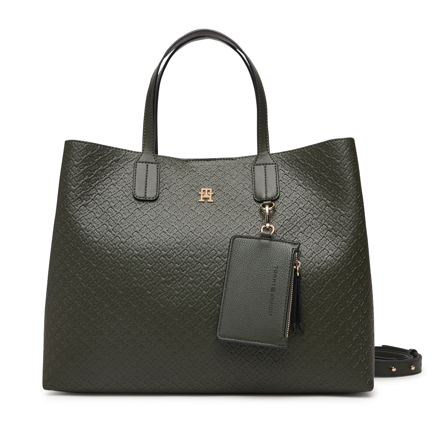 Geantă Tommy Hilfiger Th Icon Satchel Mono AW0AW18923 Kaki