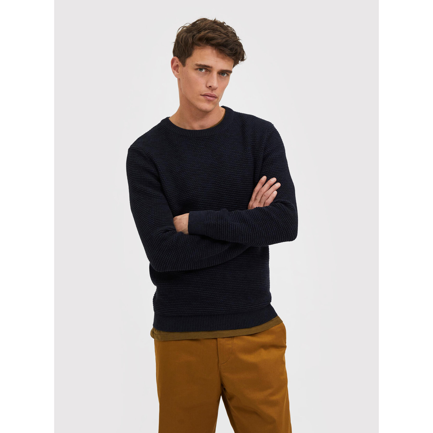 Selected Homme Pullover Vince 16059390 Dunkelblau Regular Fit