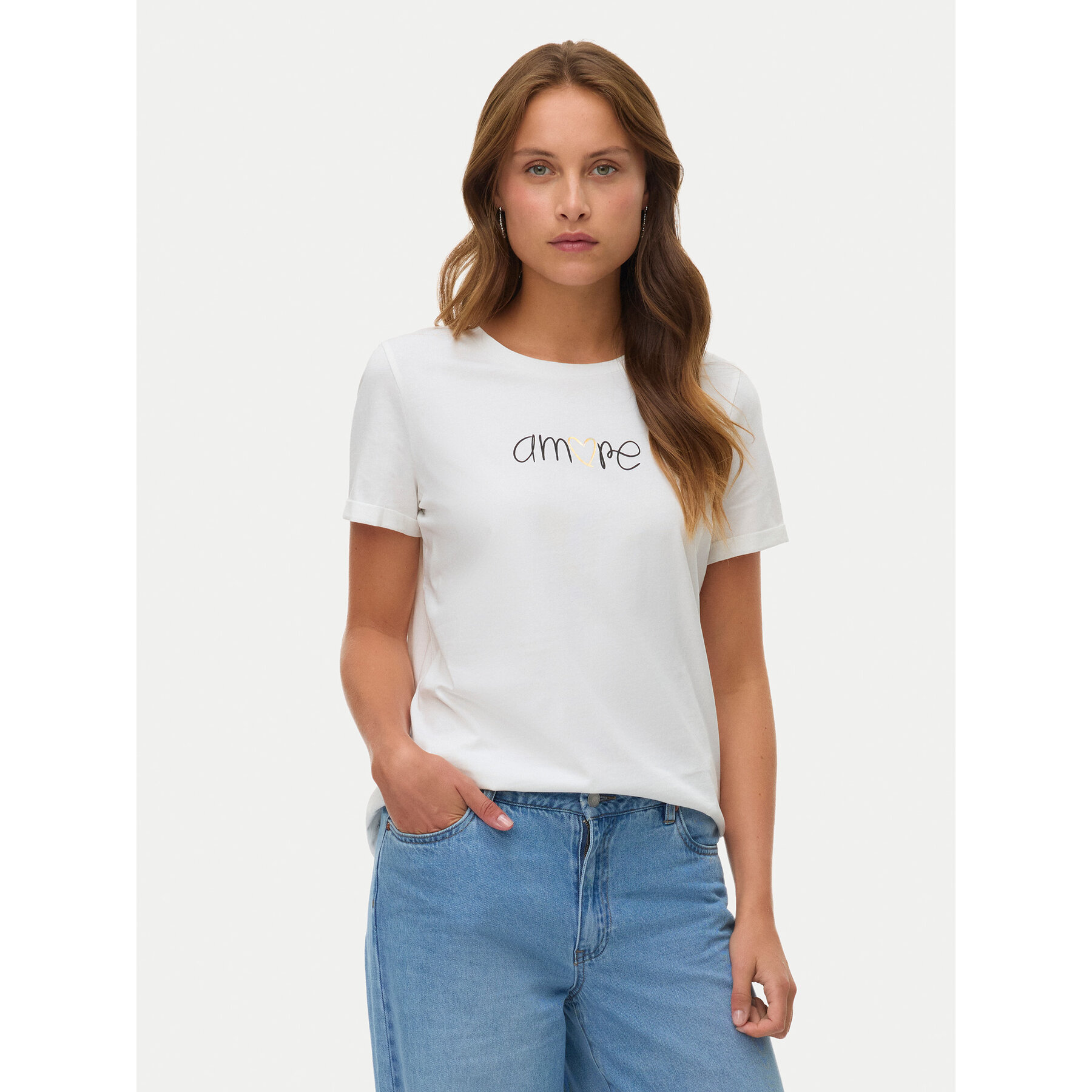 Vero Moda T-shirt Ikami 10340181 Bijela Regular Fit
