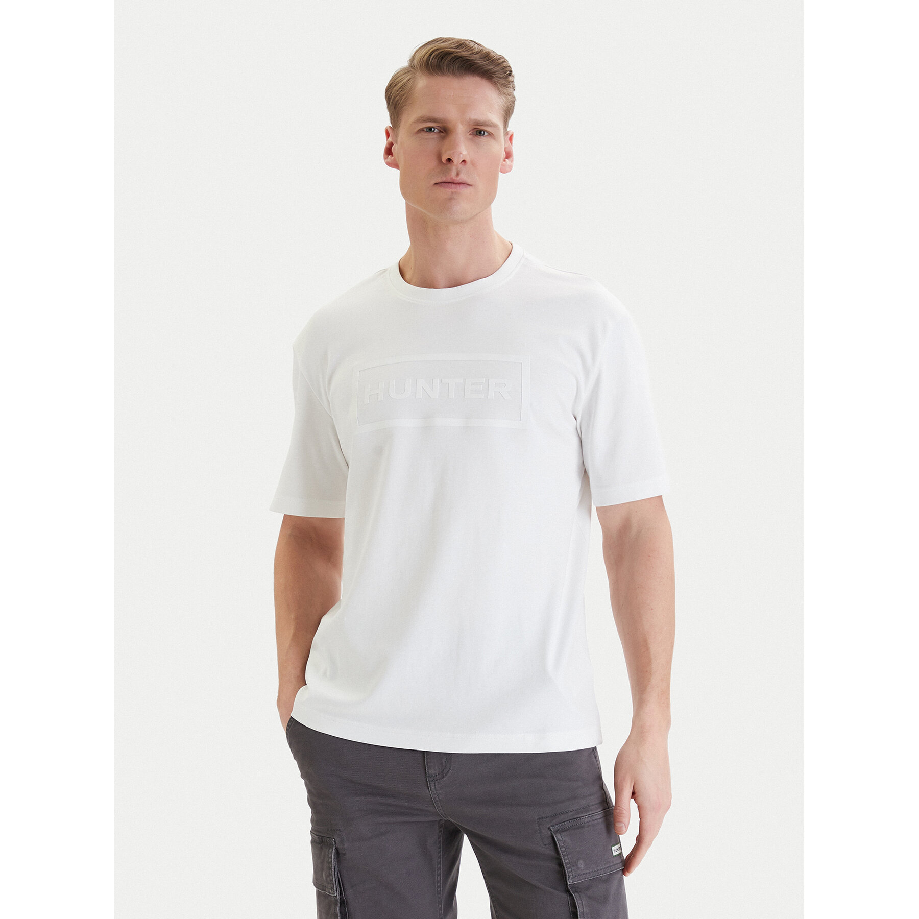 Hunter T-Shirt W126-HRMTS-1004-01X Weiß Regular Fit
