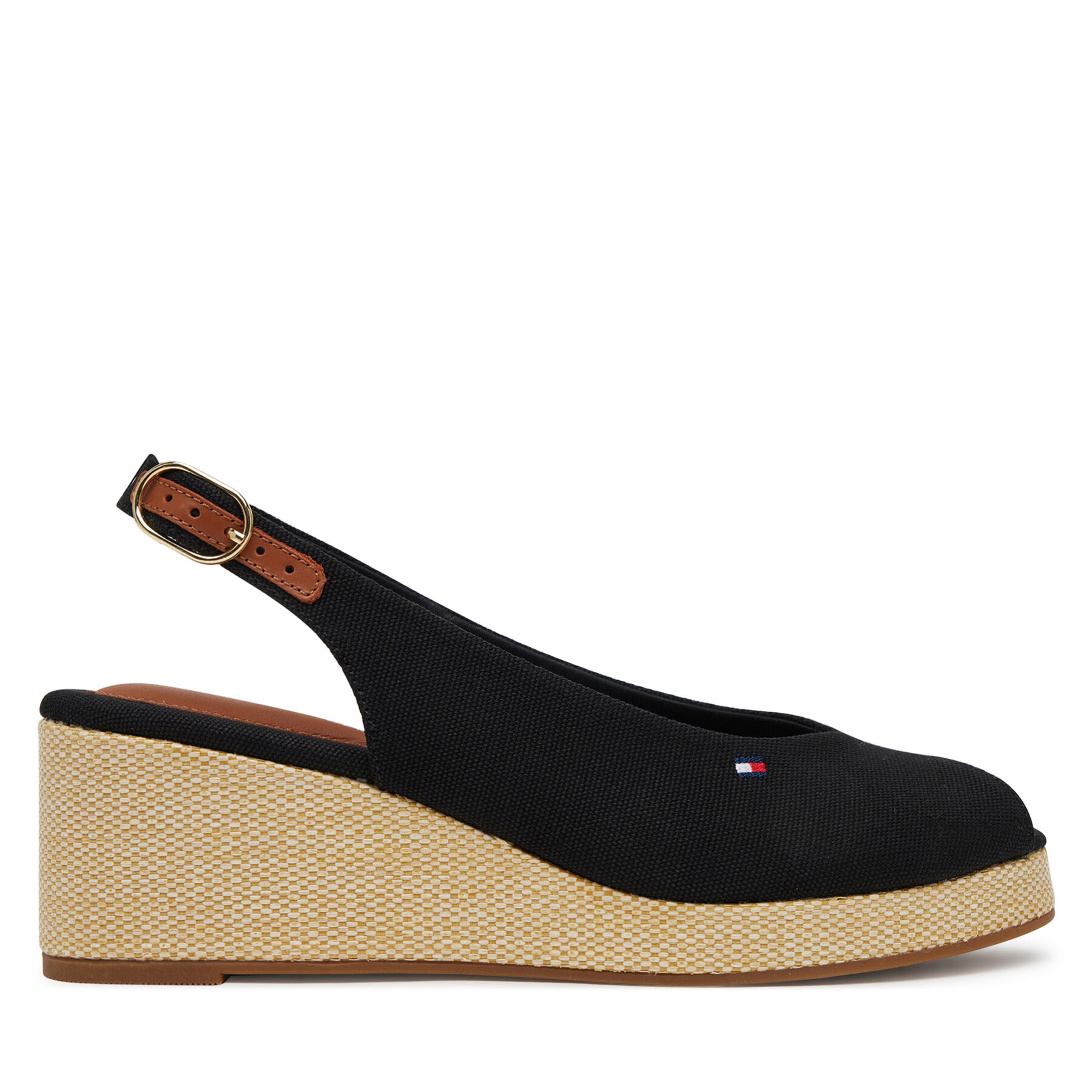 Espadrile Tommy Hilfiger Flag Mid Wedge Espad Slingback FW0FW08595 Negru