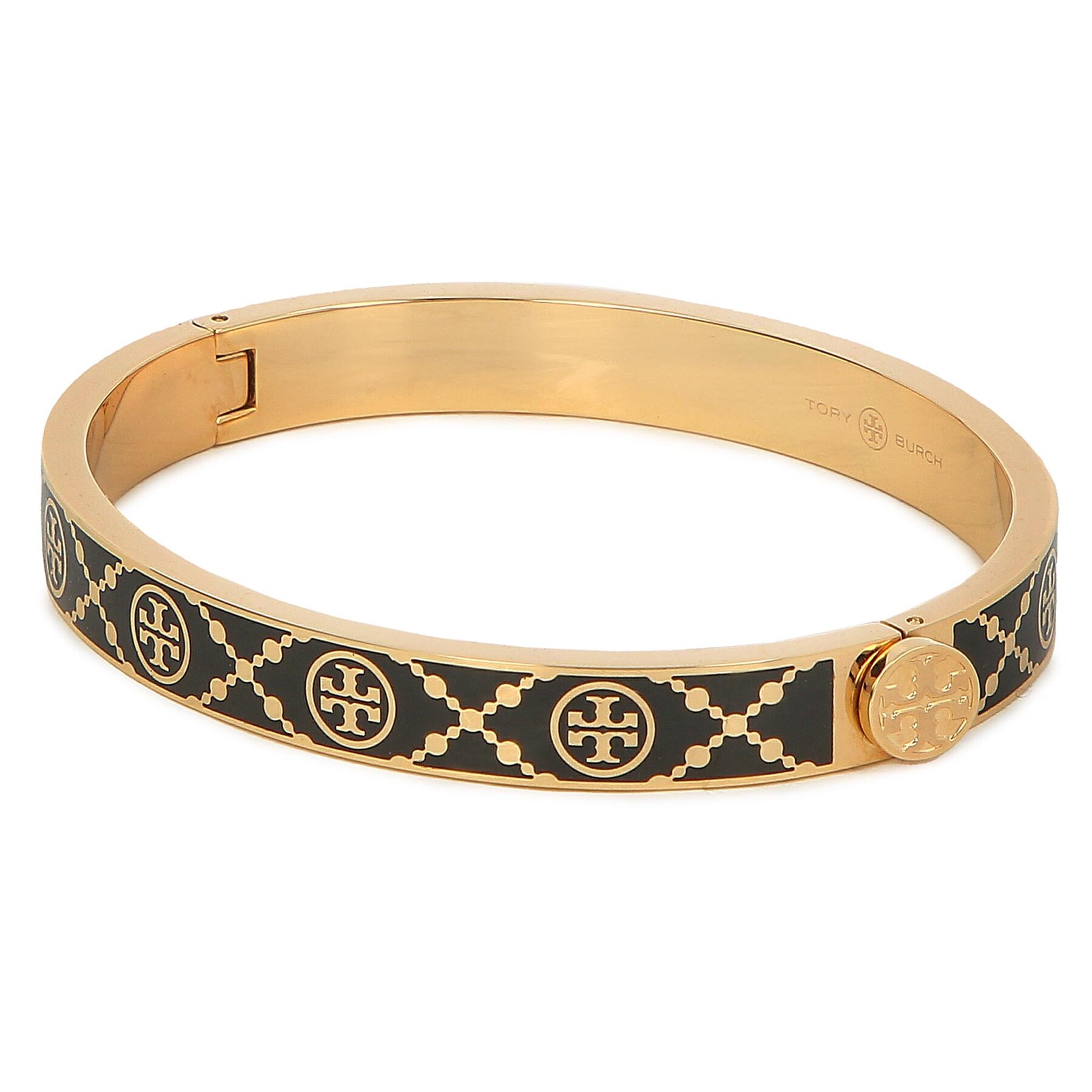 Tory Burch Βραχιόλι Tory Burch T Monogram Hinge Bracelet 150568 Μαύρο