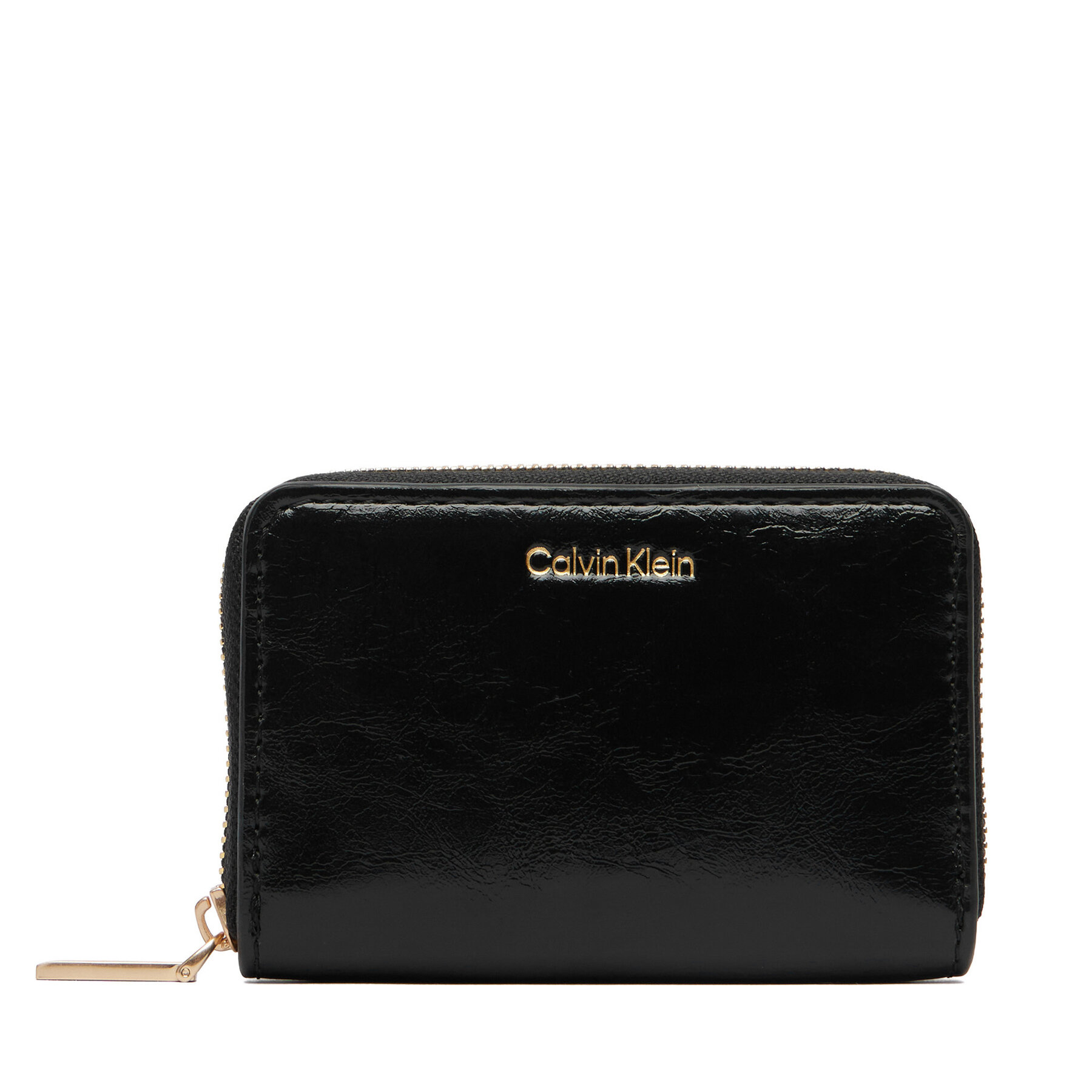 Denarnica Calvin Klein Foil Glossy Square Zip Around LV04F1201G Črna