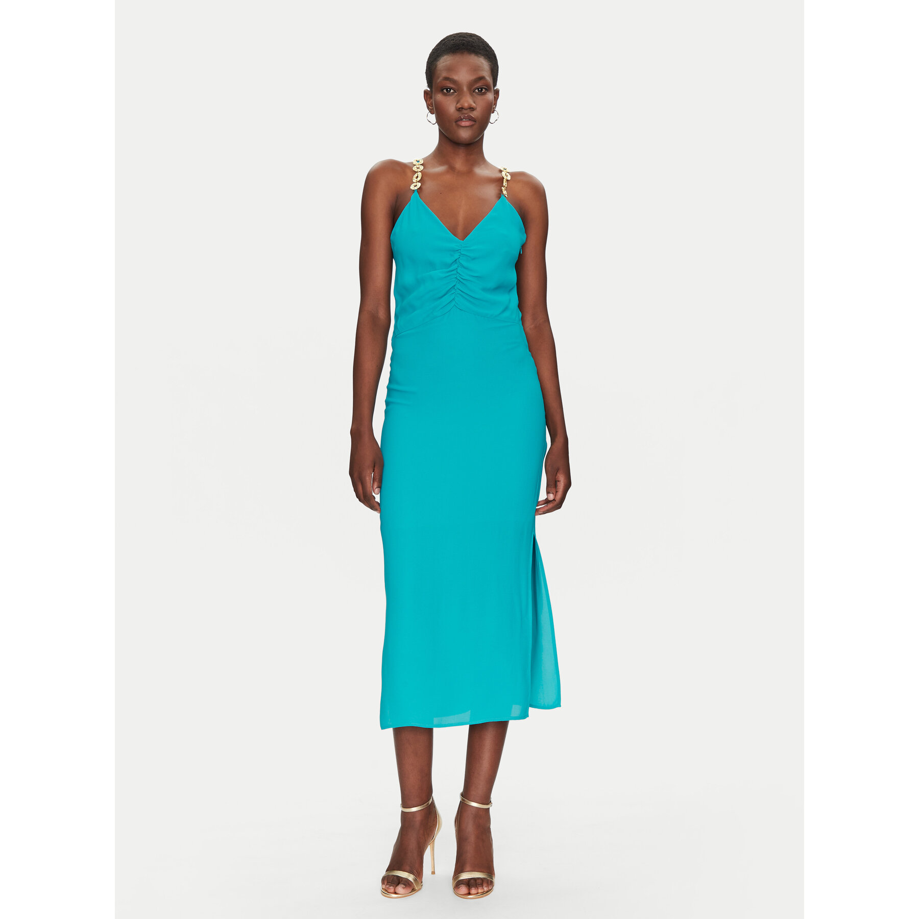 Simona Corsellini Sommerkleid P25CPAB05601 Türkisfarben Regular Fit
