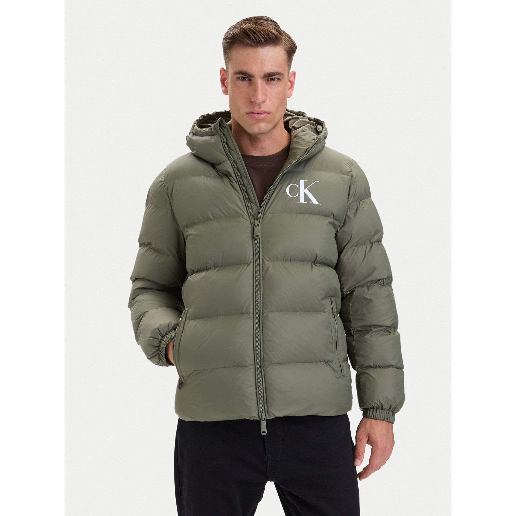 Calvin Klein Jeans Winterjacke LV04RG513G Khakifarben Regular Fit