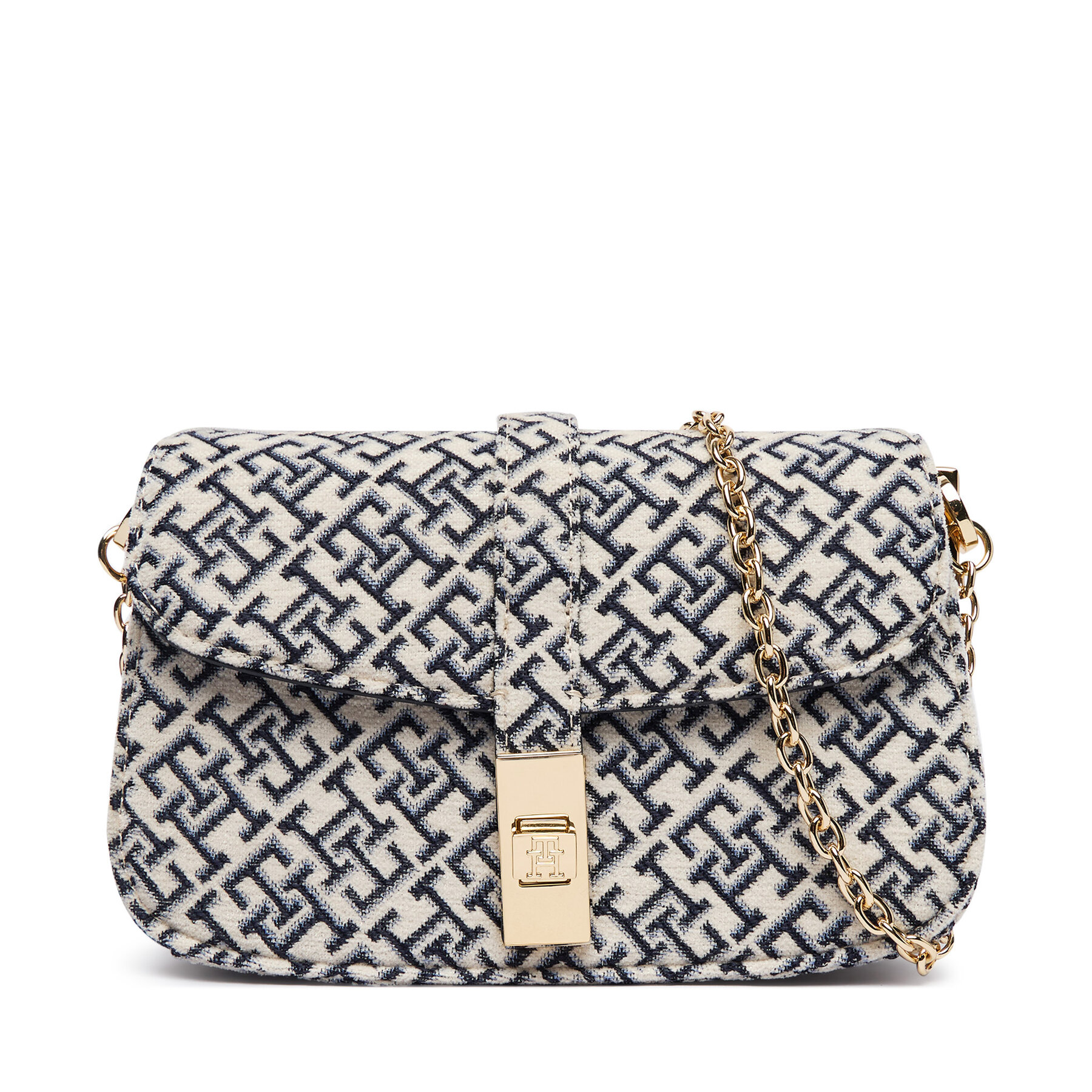 Torbica Tommy Hilfiger Th Heritage Chain Cross Jacquard AW0AW19320 Tamnoplava