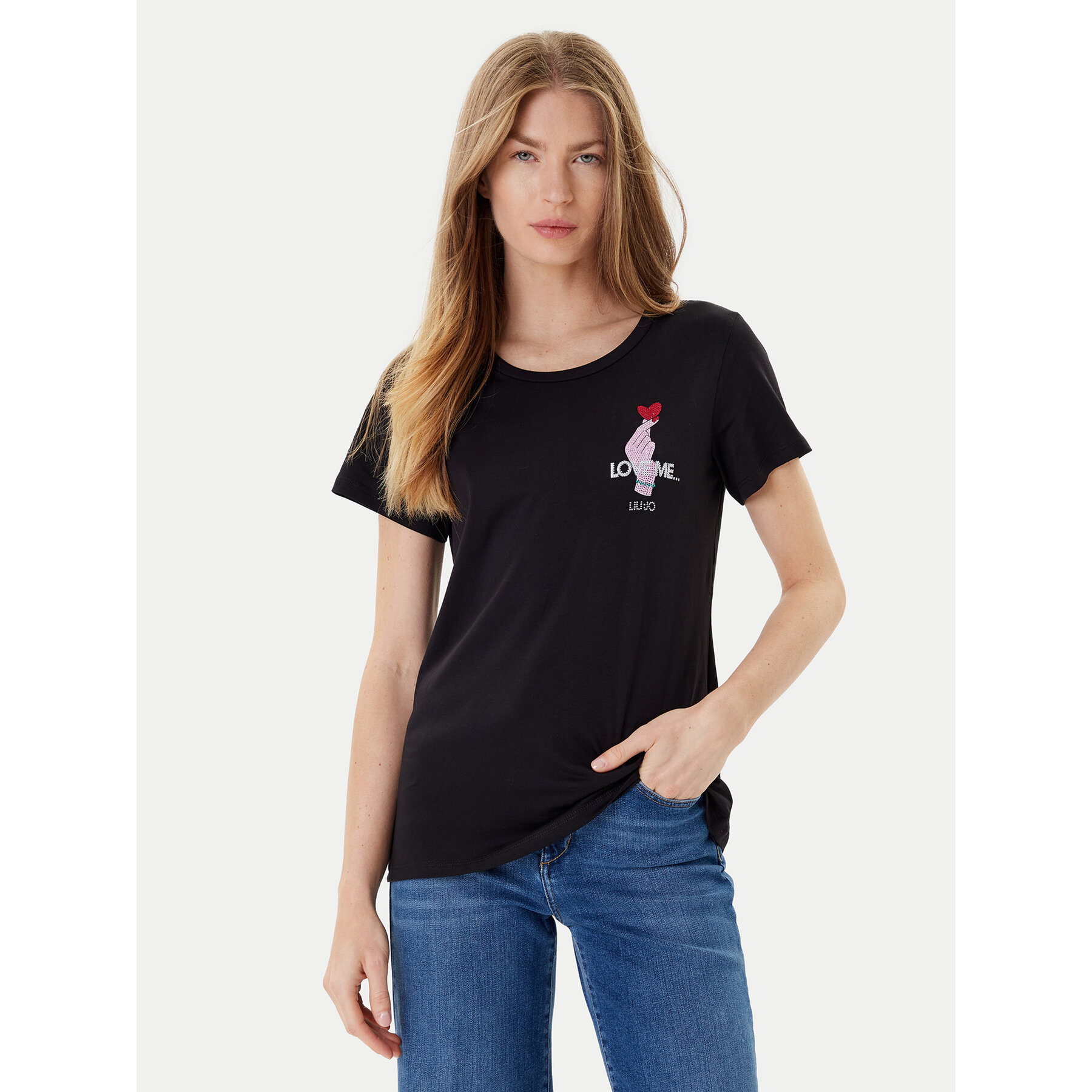 Liu Jo Sport T-Shirt TF5275 JS923 Schwarz Regular Fit
