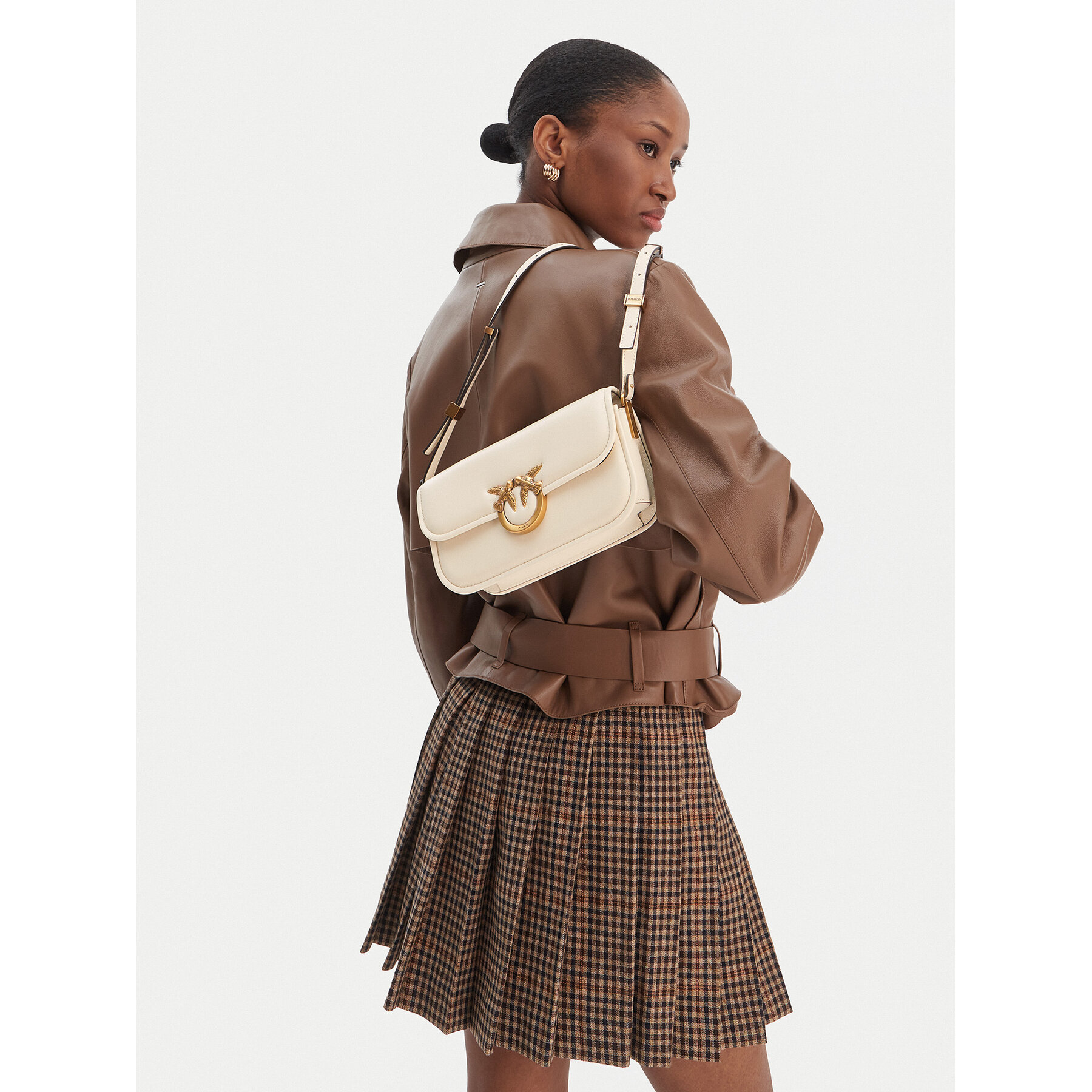 Geantă PINKO Love Box Baguette Al 25-26 PLTT 105083 A26L Écru