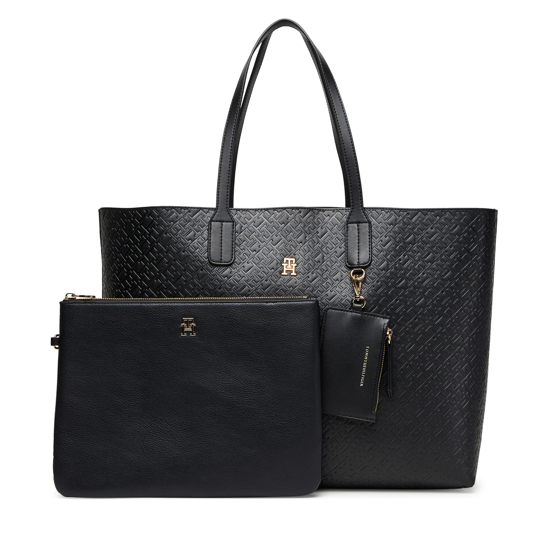 Τσάντα Tommy Hilfiger Th Icon Tote Mono AW0AW17687 Μαύρο