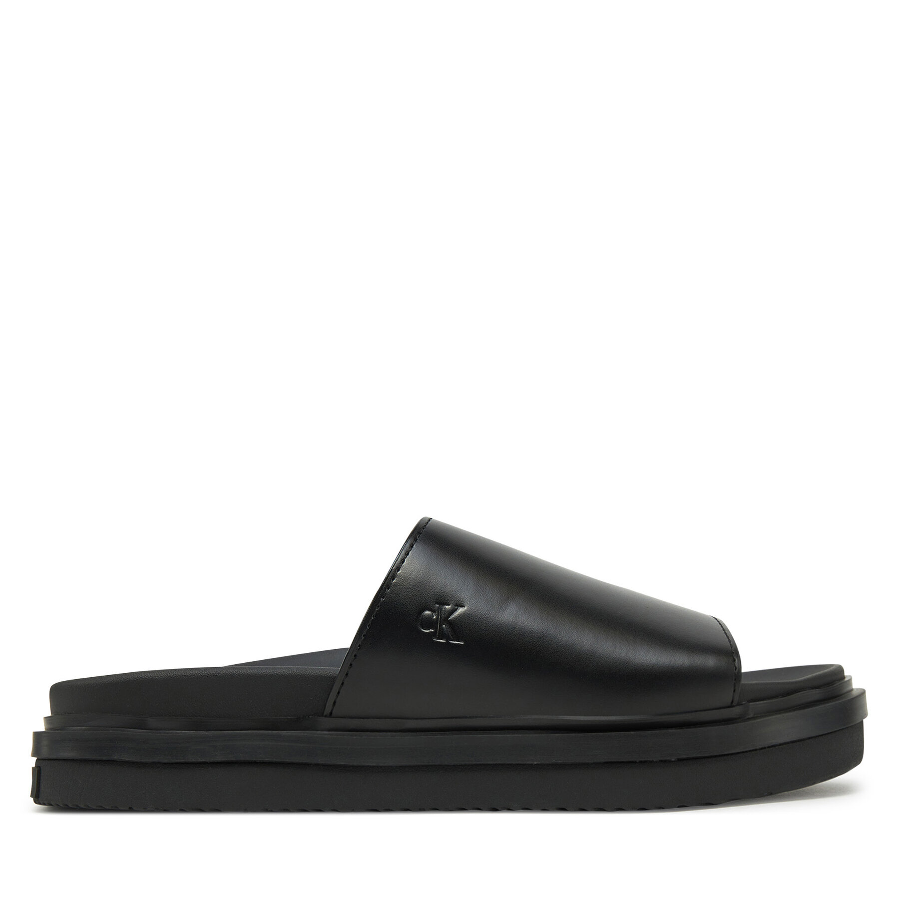 Şlapi Calvin Klein Jeans Flat Molded Sandal Slide YW0YW01710 Negru