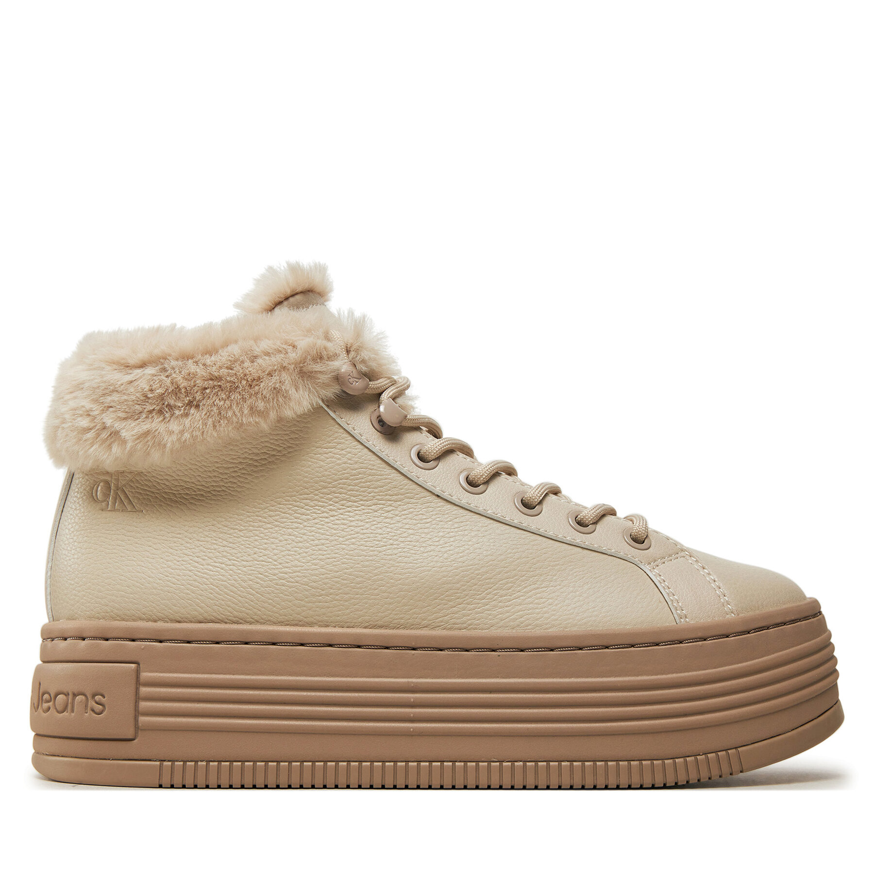 Damskie Botki Calvin Klein Jeans, Rozmiar 39 Beżowy Bold Platf Low Laceup Mg YW0YW01590
