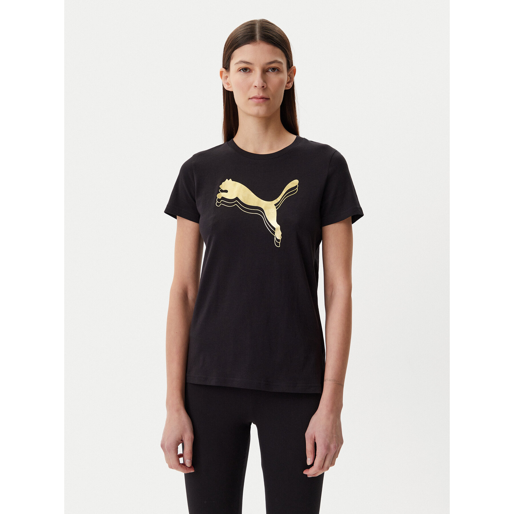 Puma T-Shirt Essentials Metallic 684995 Μαύρο Regular Fit