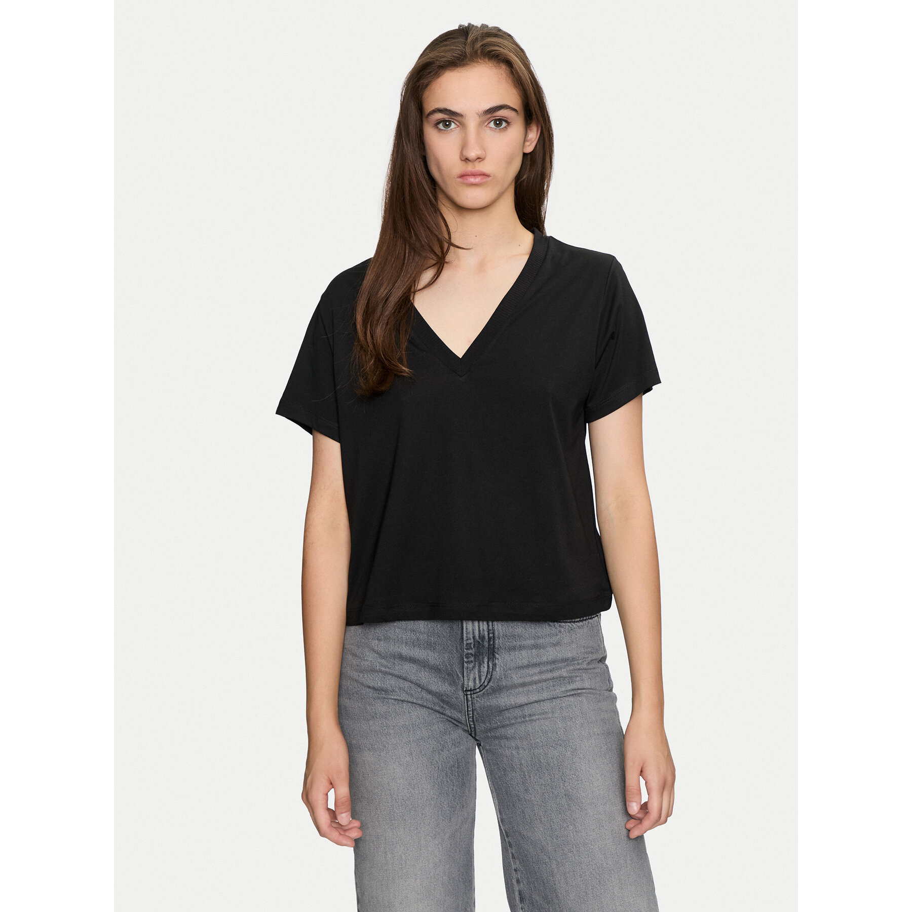 Sisley T-shirt 3QU4L400L Nero Regular Fit