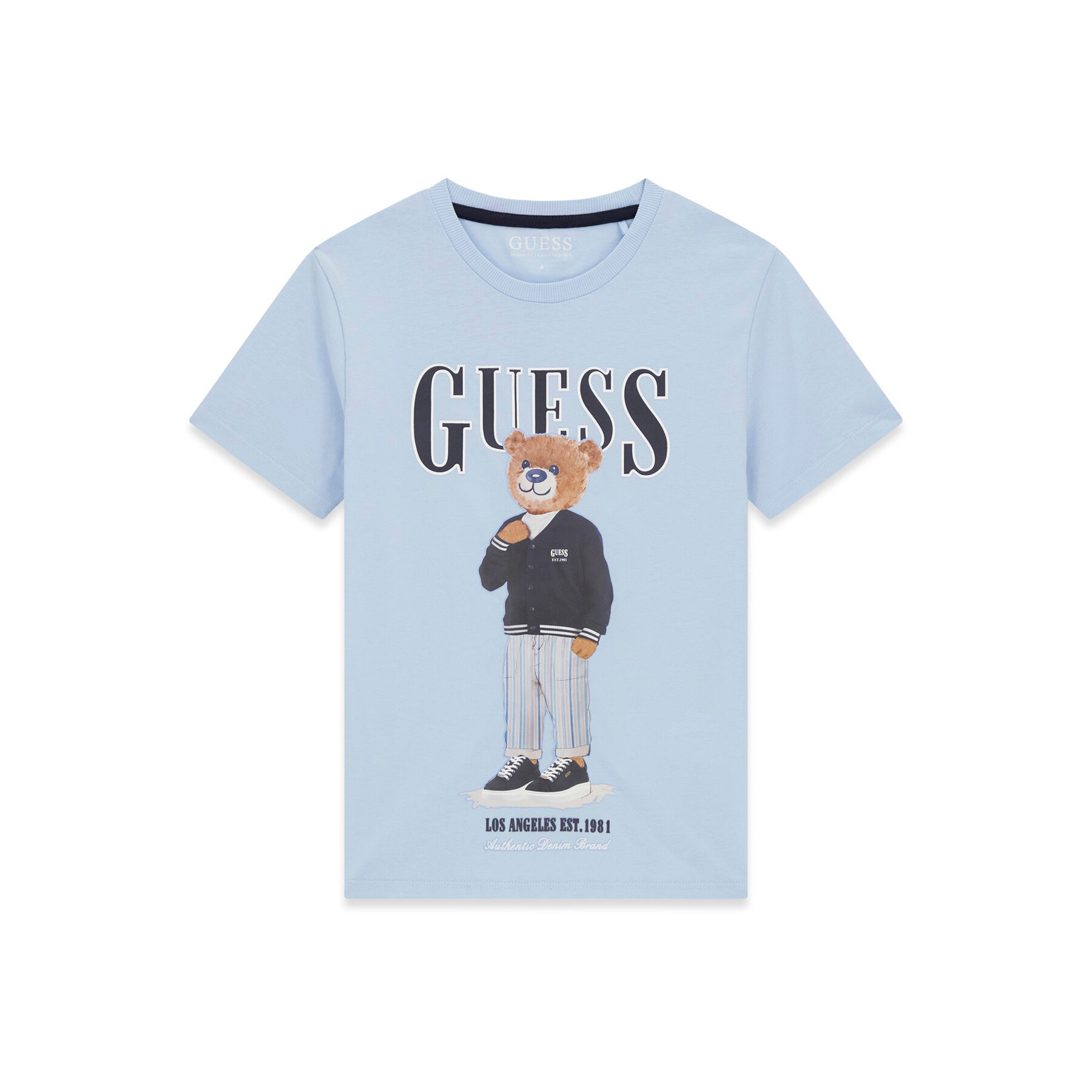 Guess Majica L6GI09 K8HM4 Svetlo modra Regular Fit
