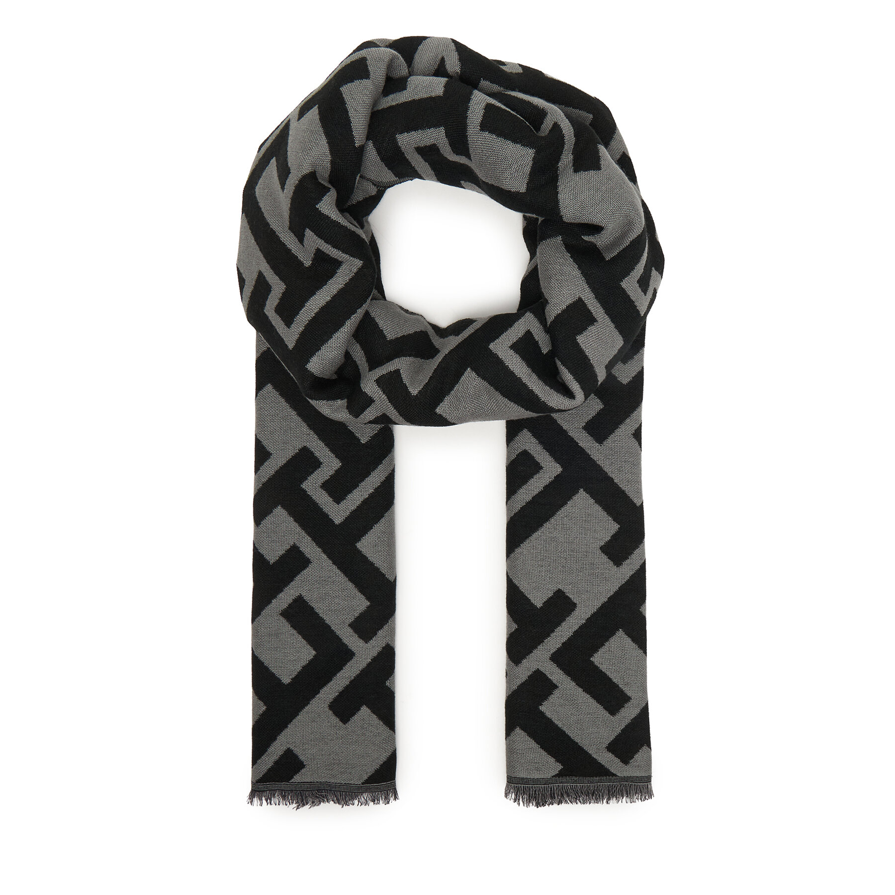 Шал Tommy Hilfiger Th Monogram Heavy Scarf AW0AW18051 Черен