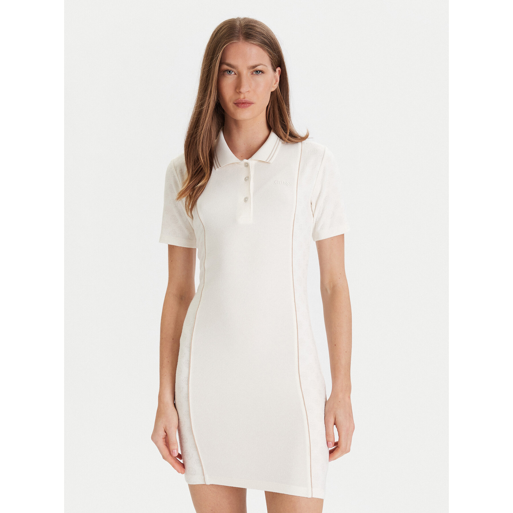 Guess Strickkleid V5YK00 KCX12 Écru Regular Fit