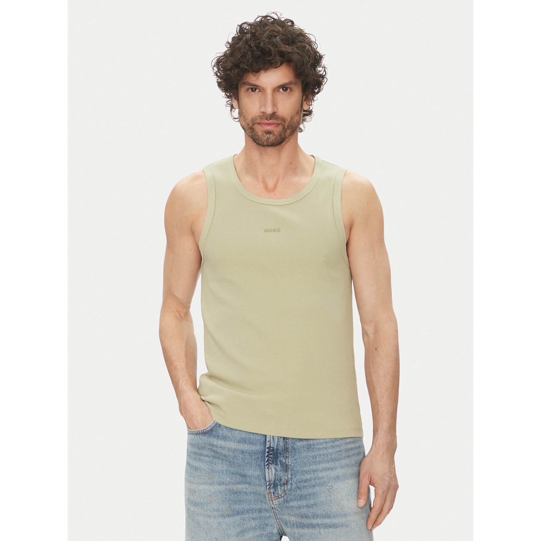 HUGO Trikó Dapota 50542089 Zöld Slim Fit
