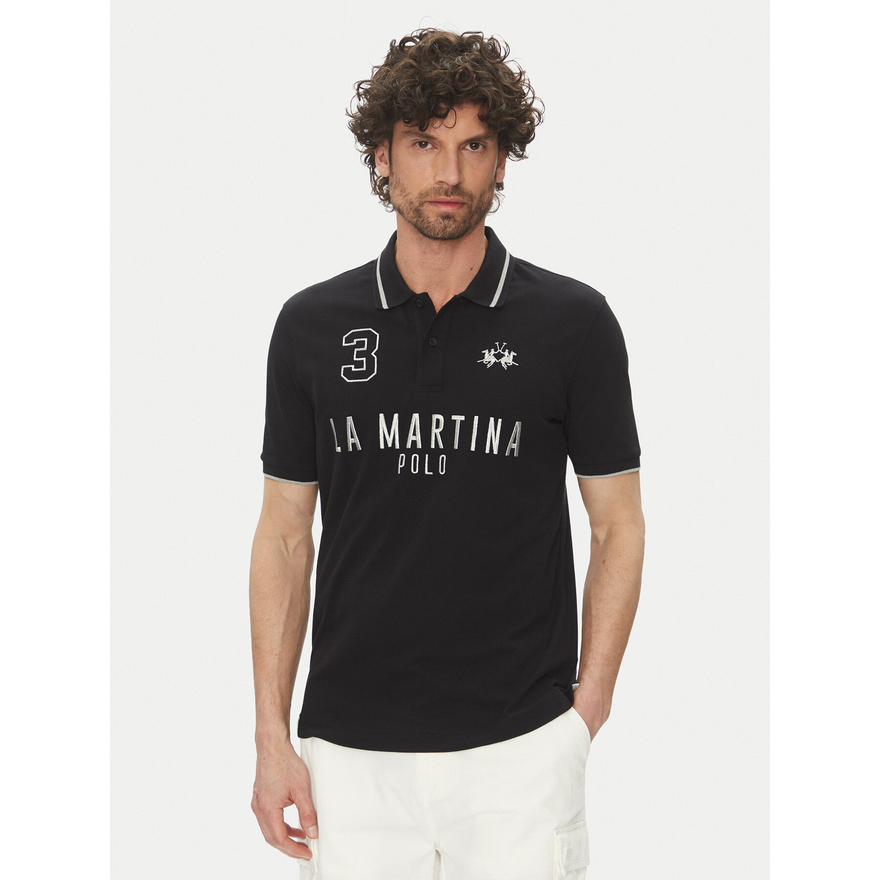 La Martina Polo majica Yeshayahu MAP320 PK001 Črna Regular Fit