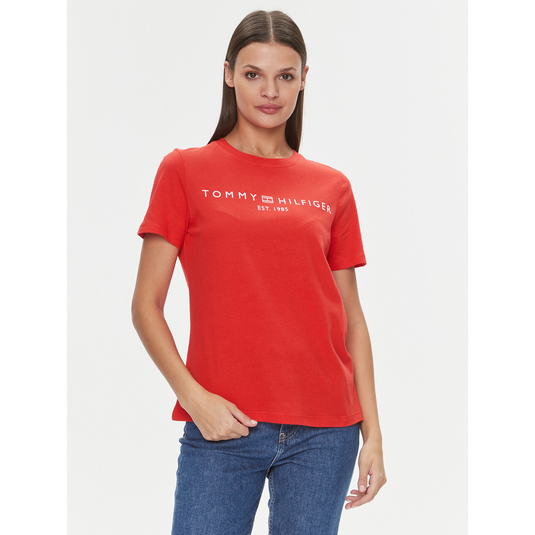 Tommy Hilfiger T-shirt Logo WW0WW40276 Narančasta Regular Fit