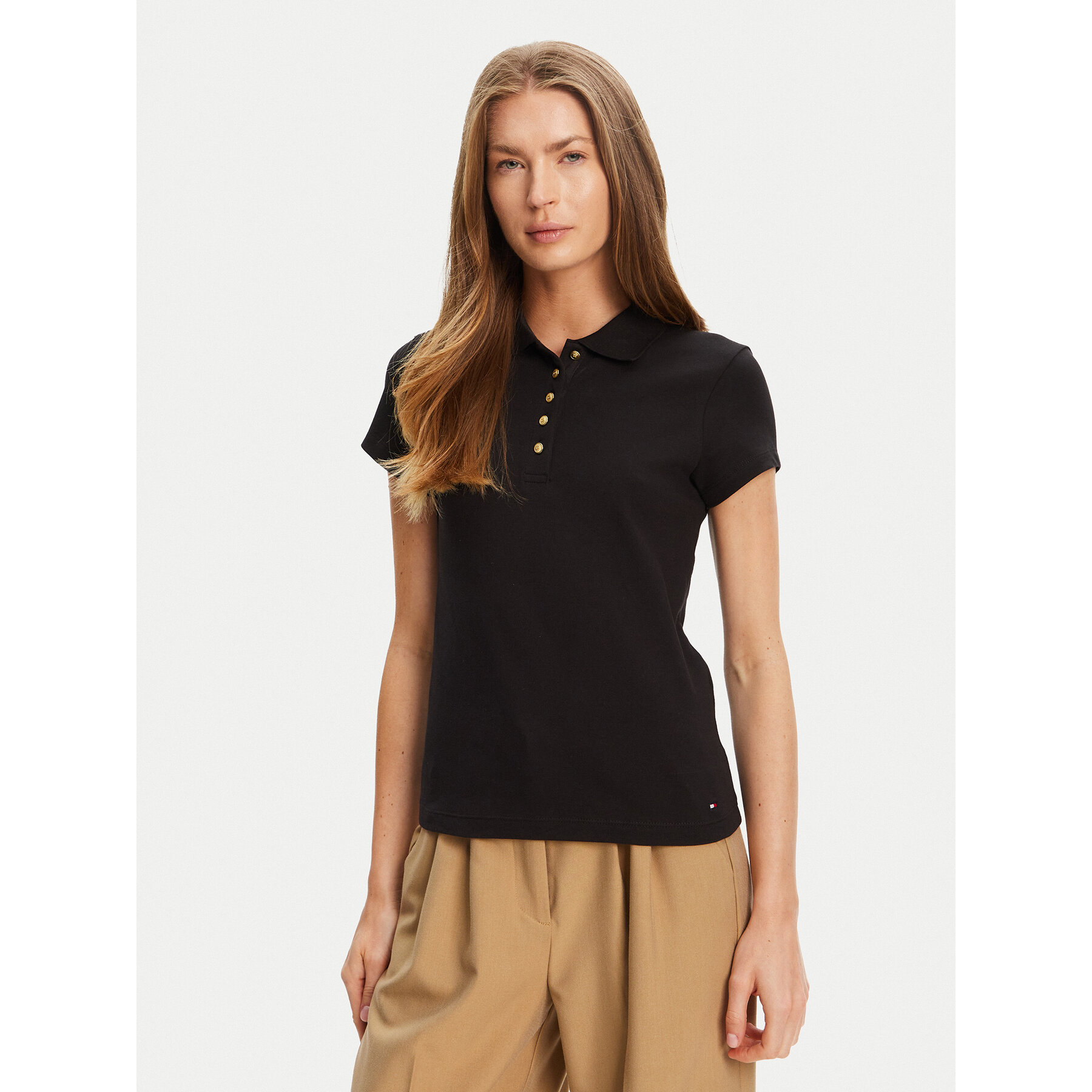 Tommy Hilfiger Polo Gold Button WW0WW45768 Nero Slim Fit