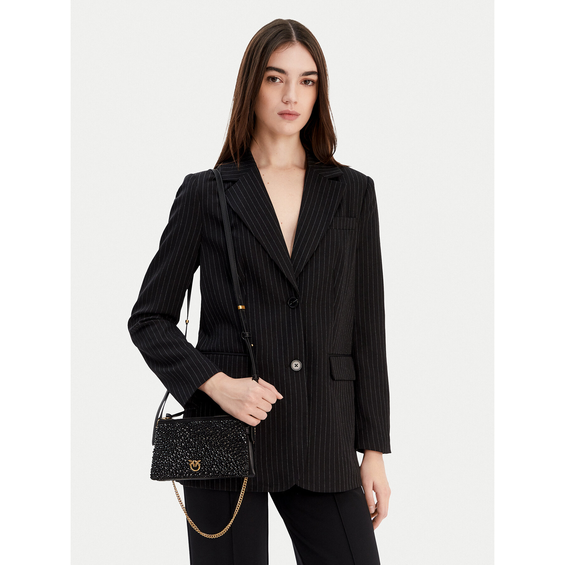 Torbica PINKO Double Mini Pelle Ai 25-26 PLTT 105359 A2WF Crna