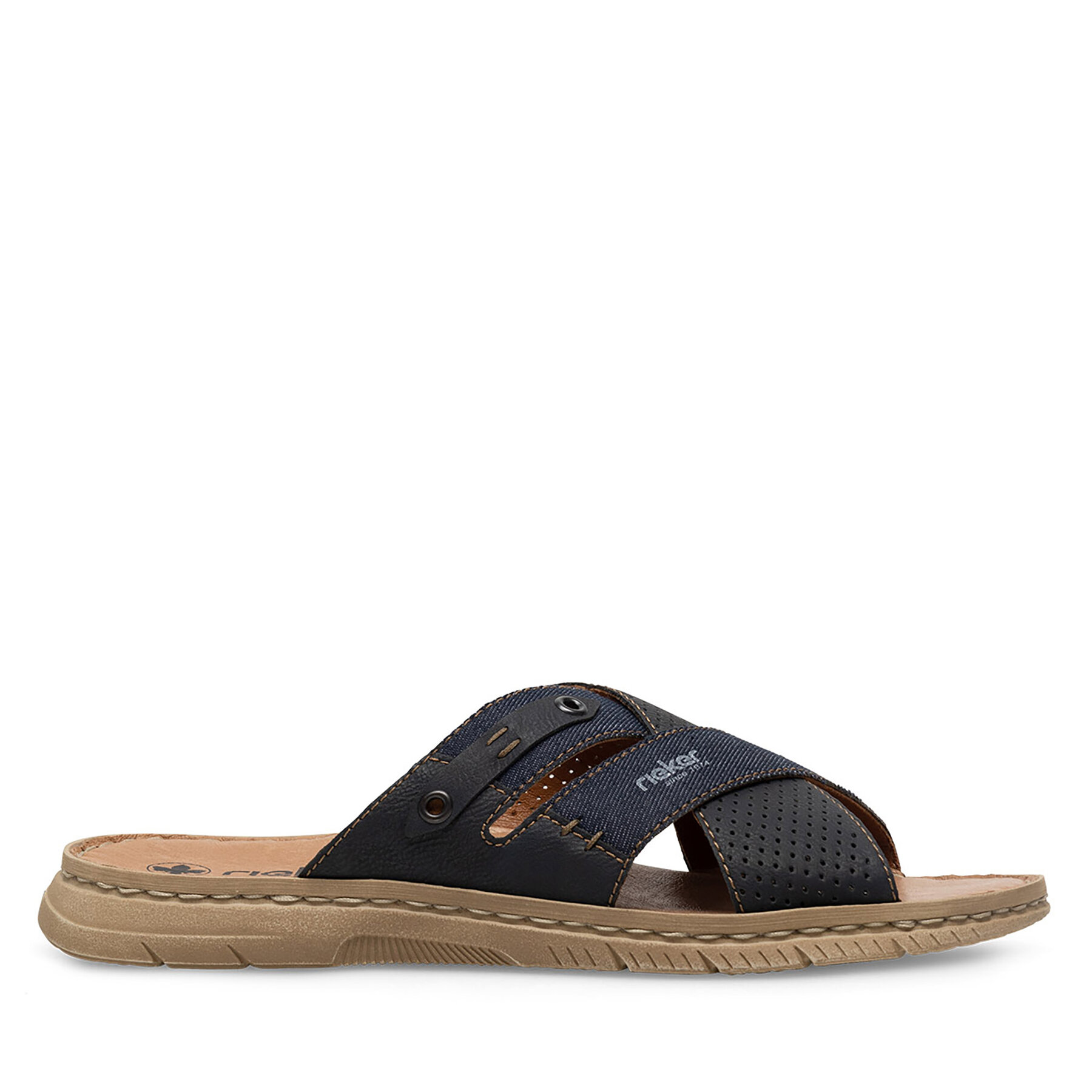 Herren Pantoletten Rieker, Schuhgröße 43, Blau, 21384-14