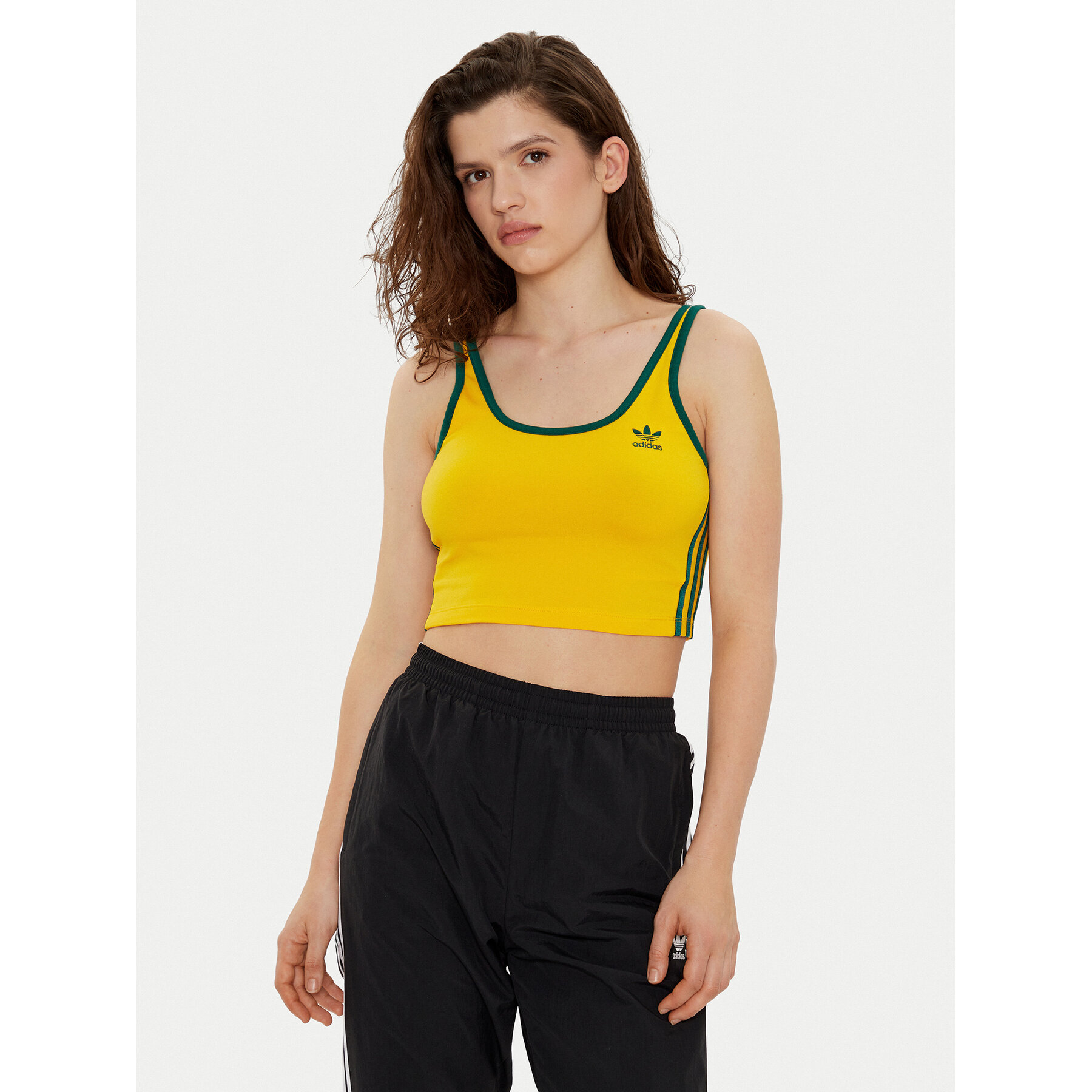 adidas Τοπ adicolor 3-Stripes JP2291 Κίτρινο Slim Fit