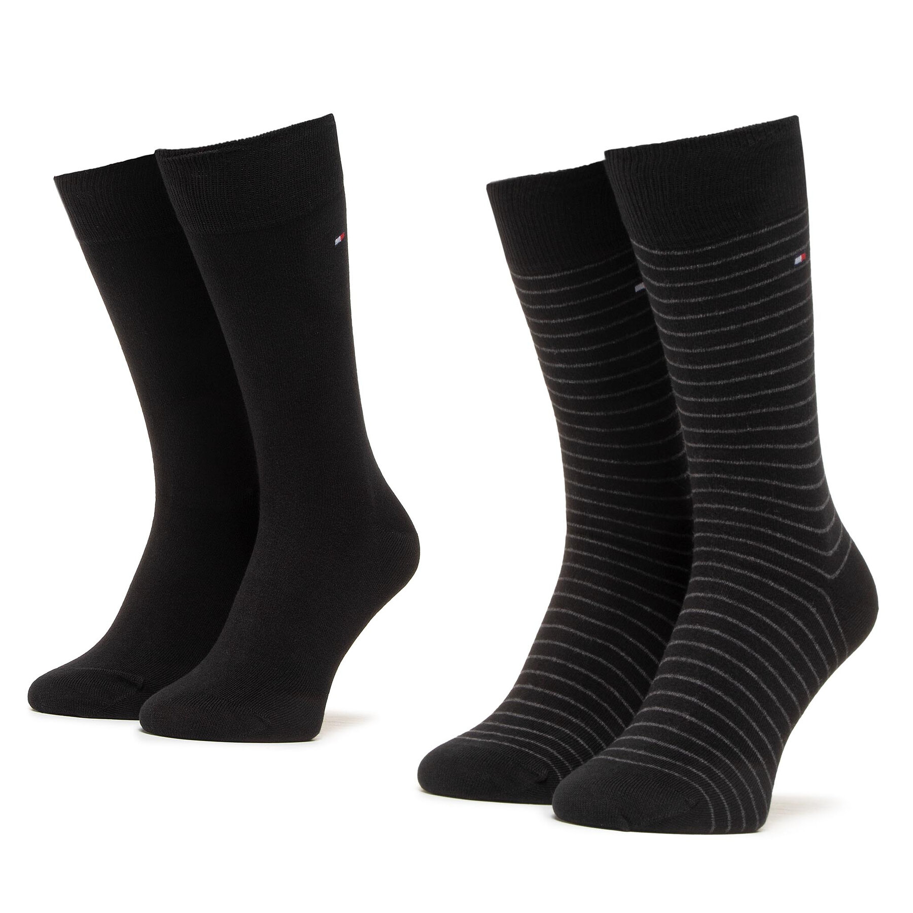 Lot de 2 paires de chaussettes hautes homme Tommy Hilfiger 100001496 Noir