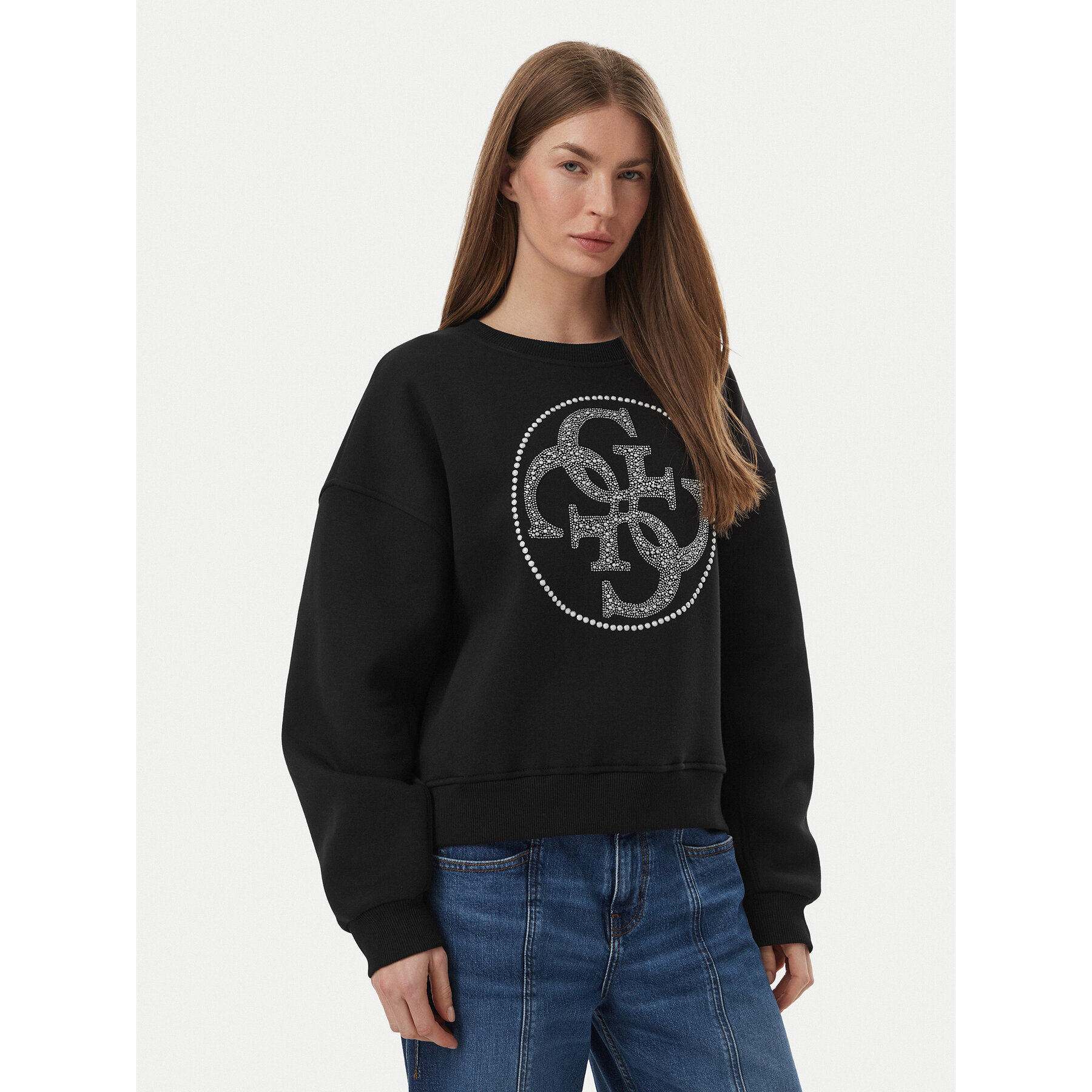 Guess Sweatshirt W6BQ13 K6059 Schwarz Regular Fit