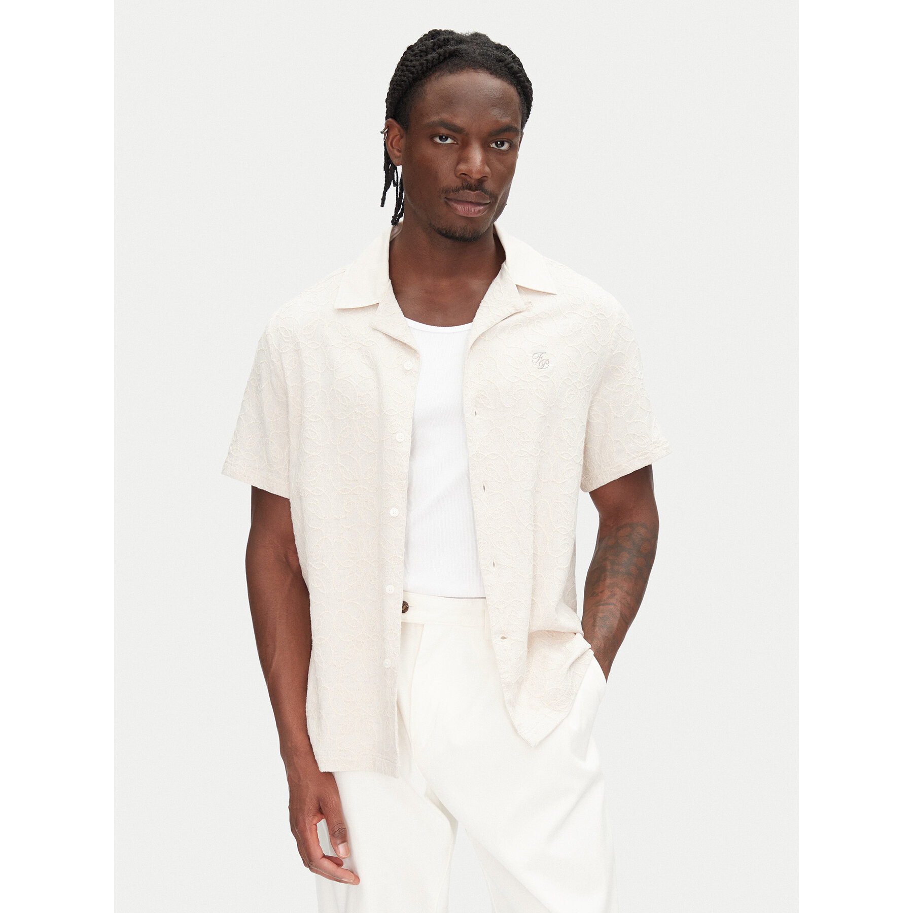 Filling Pieces Hemd Resort 9179980 Écru Regular Fit