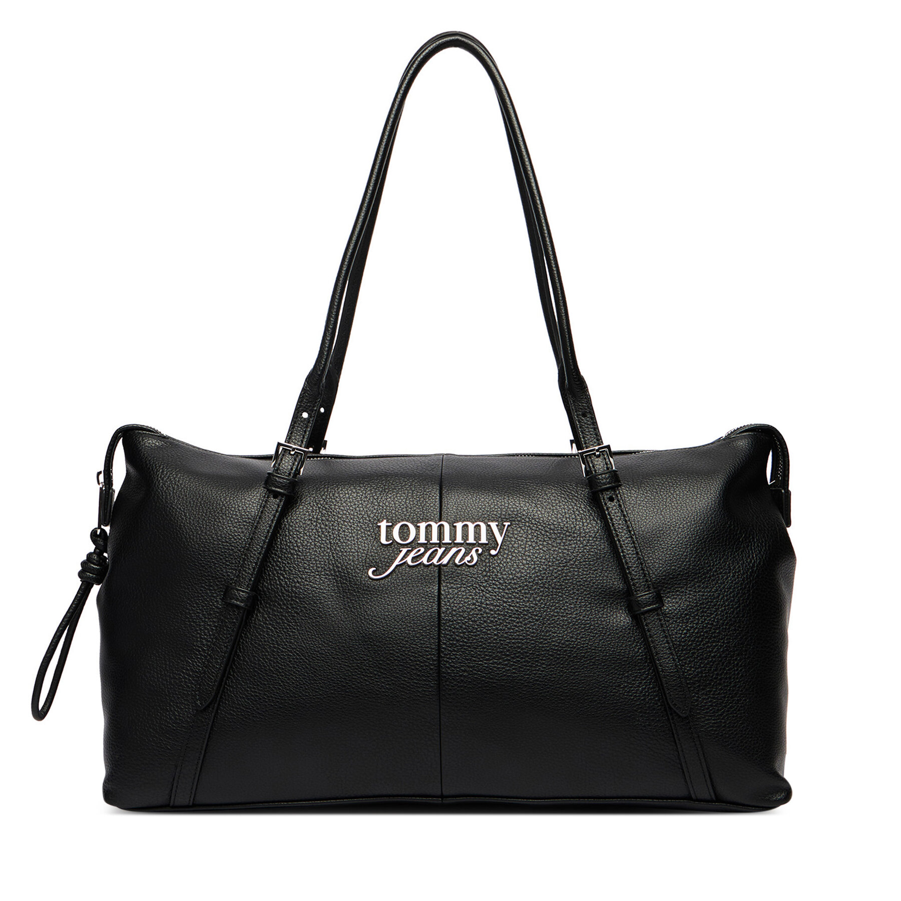 Τσάντα Tommy Jeans Pebble Grain Metal Logo Tote Bag AW0AW18472 Μαύρο