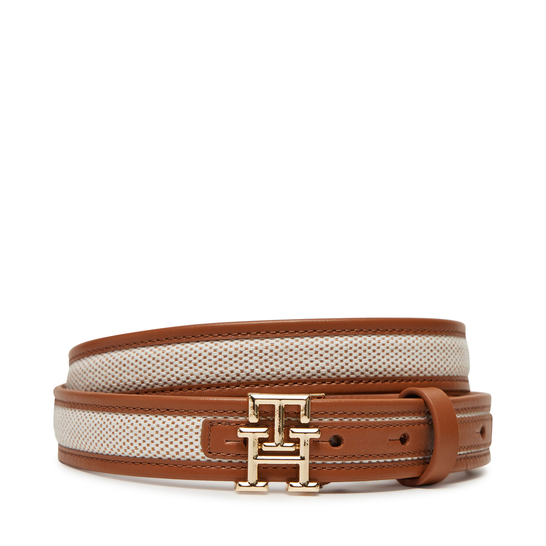 Дамски колан Tommy Hilfiger Th Logo 2.5 Canvas AW0AW17249 Кафяв